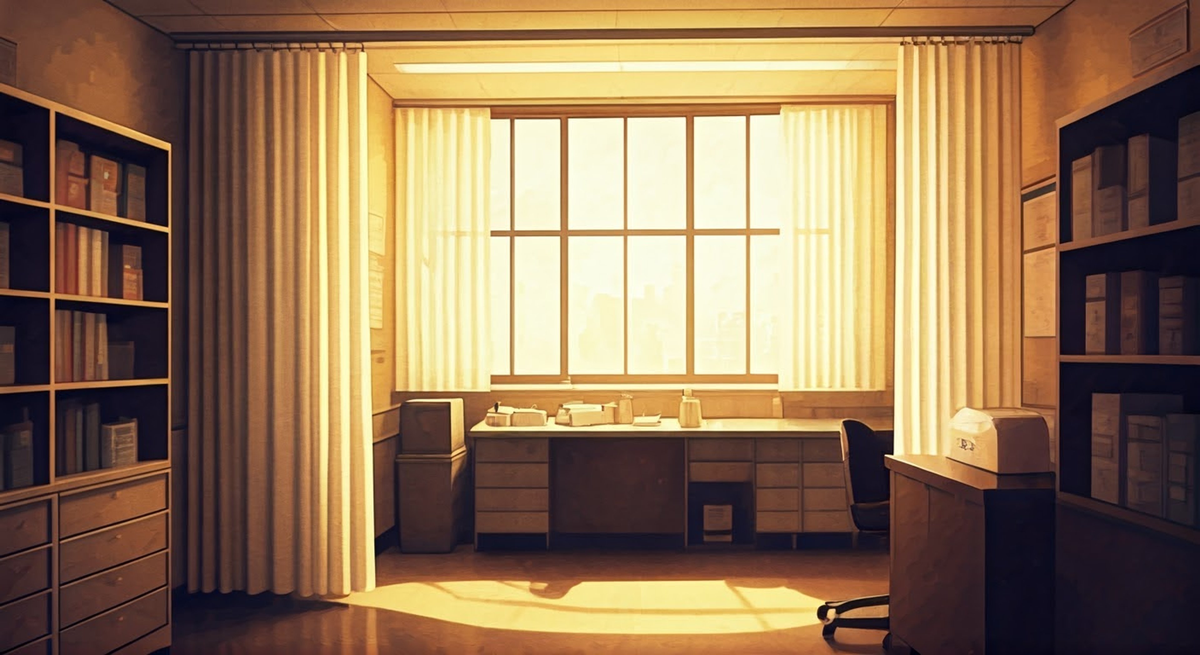 You find yourself in the nurse's office at Gekkoukan High, where the conscientious Health Committee member tends to various students' needs with precise care and gentle attention. Her formal demeanor and methodical approach to each task reveals both her training and innate compassion. The afternoon light streams through the windows as she organizes supplies and attends to her duties, creating a peaceful atmosphere that invites conversation and connection.