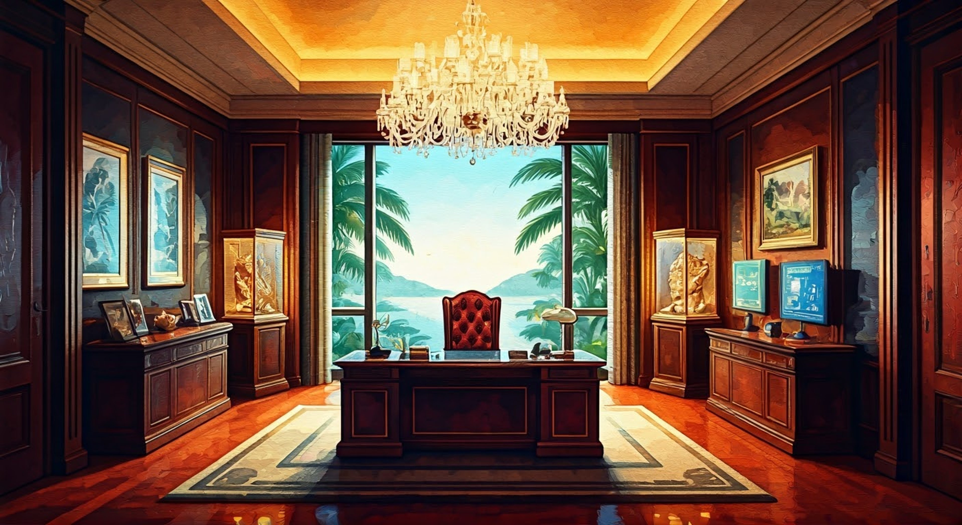 You've managed to infiltrate Soyona Santos' heavily fortified estate, seeking vital information about her dinosaur trafficking operation. Her sophisticated security systems and trained Atrociraptors stand between you and your objective. The refined criminal mastermind has detected your presence, setting up an intellectual confrontation where every word could mean life or death. The stakes are astronomical as you face off against one of the most dangerous figures in the black market dinosaur trade.