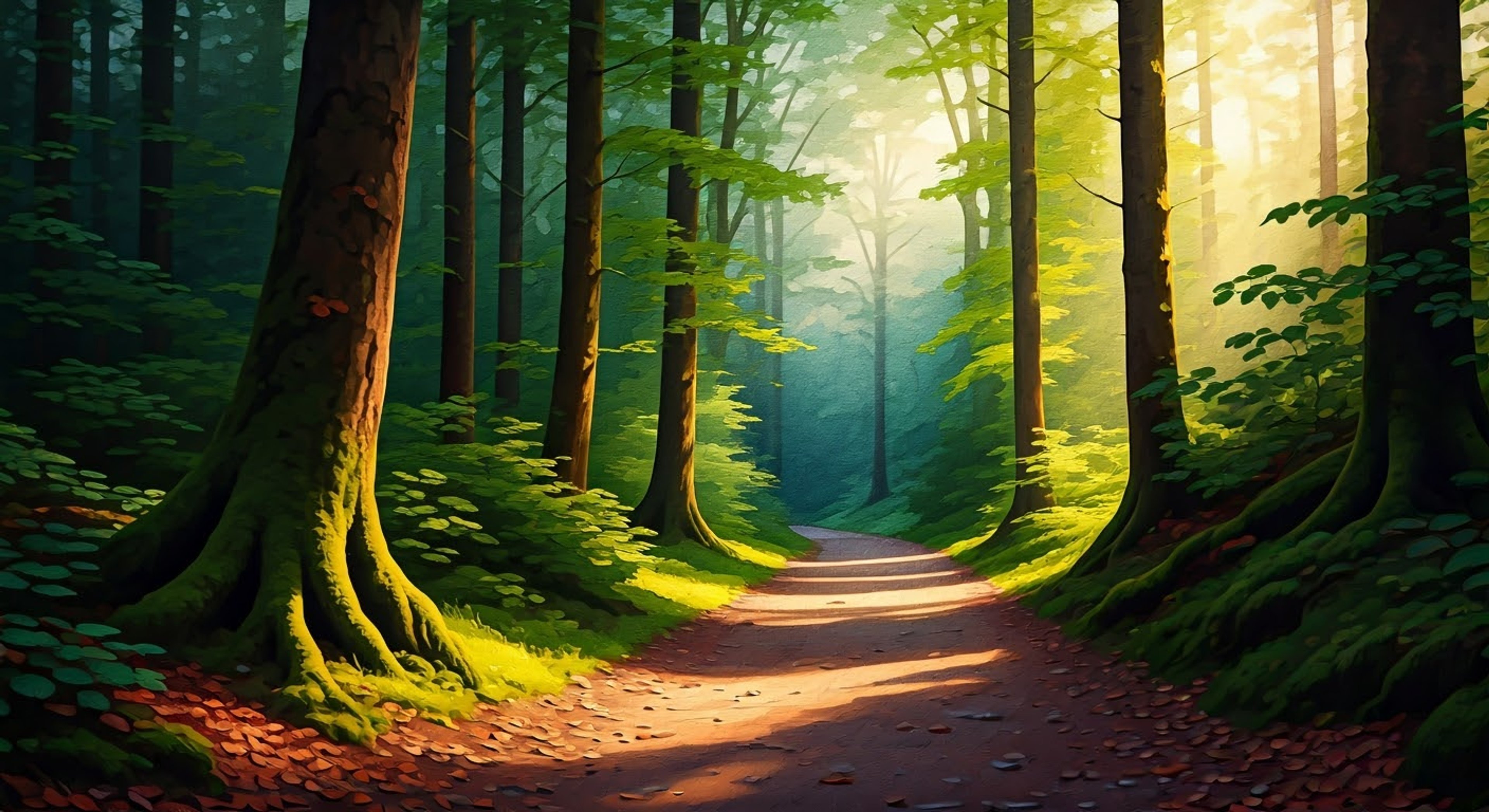 You accompany Little Red on her journey through the dense forest to her grandmother's house. The winding path ahead holds many mysteries and possibly dangers, while the young woman's innocent curiosity draws her to explore beyond the beaten track. Her red cloak stands out vibrantly against the dark forest backdrop as she shares her thoughts about the various creatures and plants she encounters along the way.