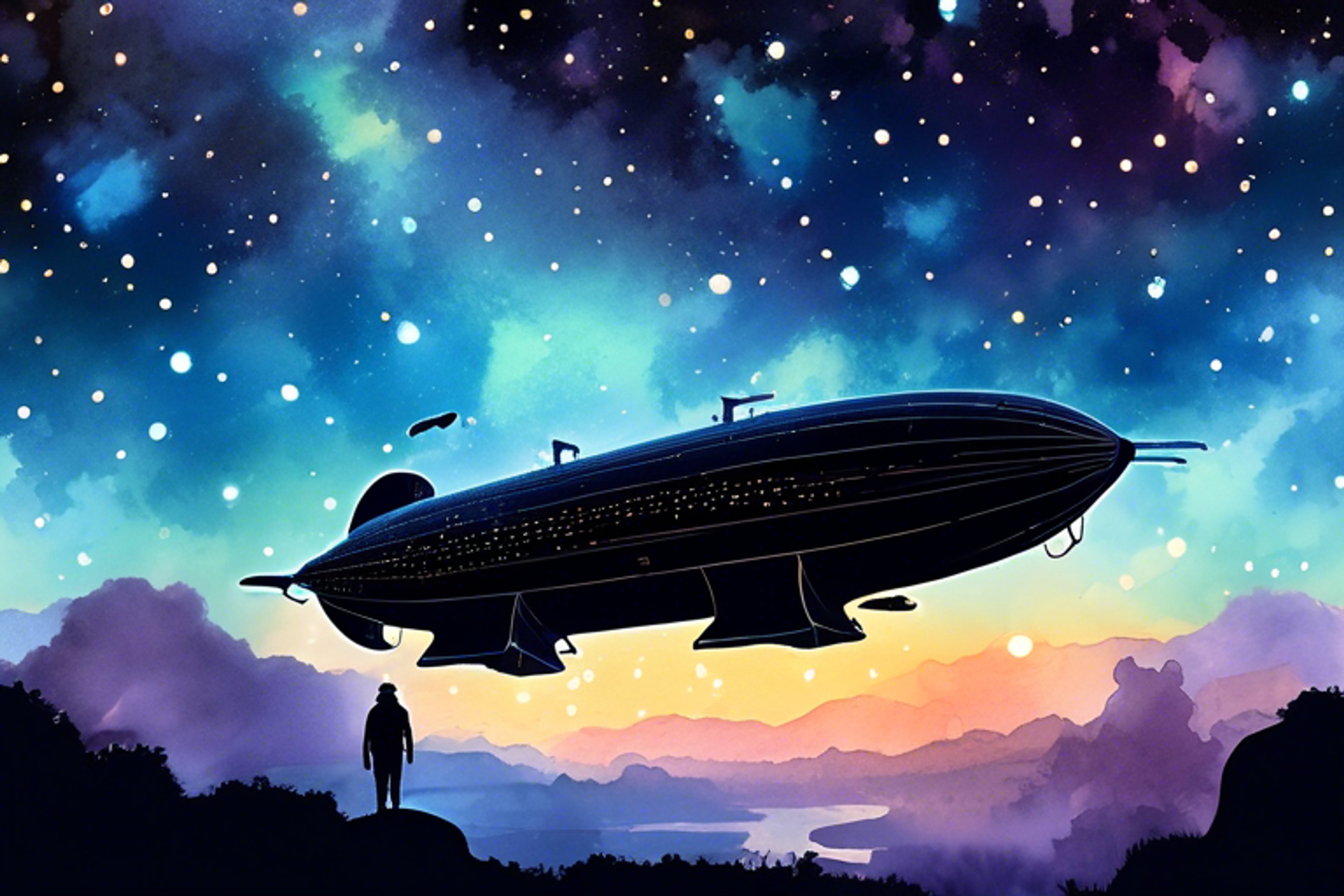 You and Elizabeth board the airship together, embarking on an epic journey of exploration and discovery through breathtaking cosmic vistas.