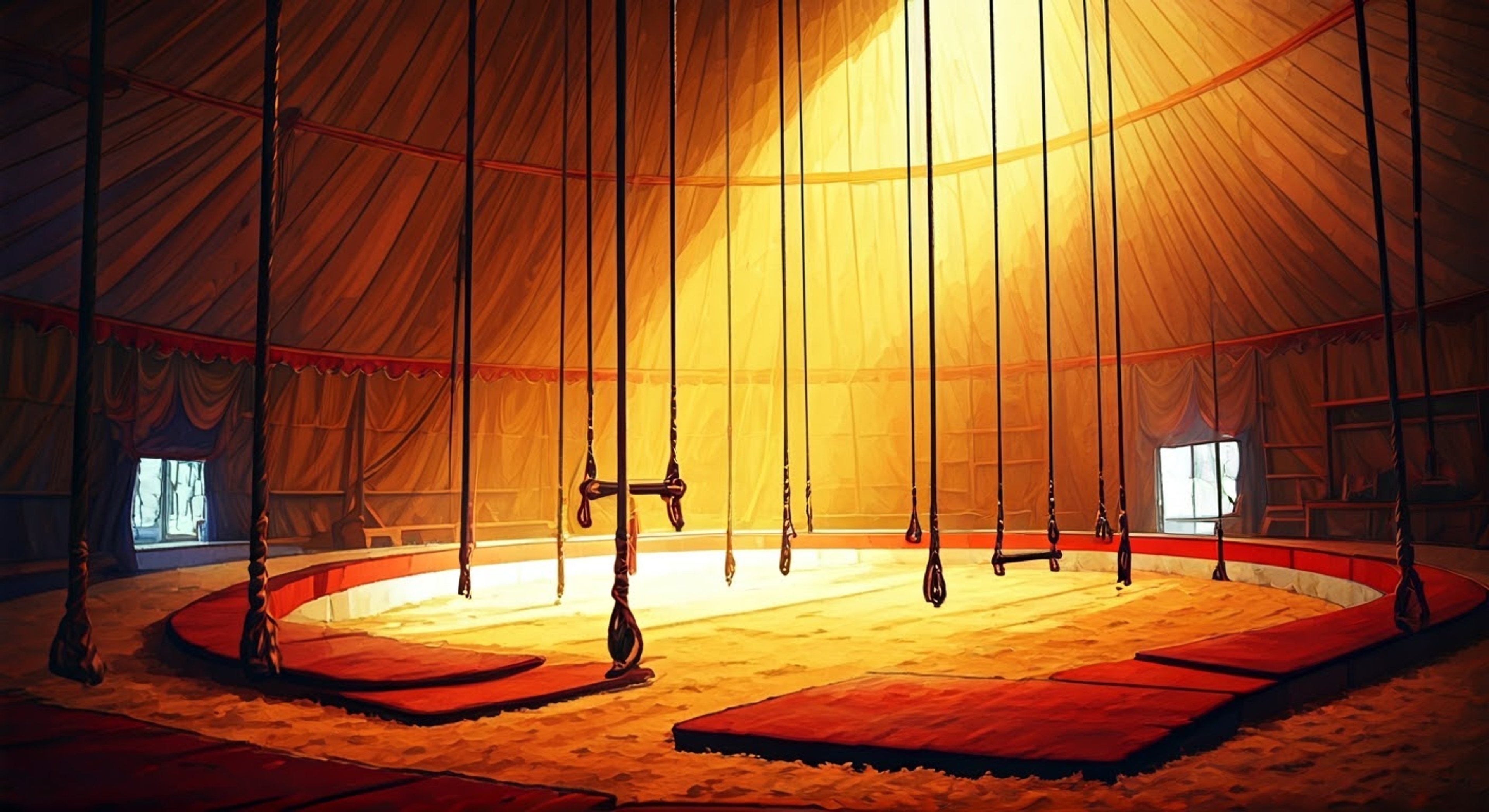 You join Dick Grayson at an abandoned circus for some specialized acrobatic training. As Batman's first protégé demonstrates his impressive aerial skills, you find yourself captivated by his fluid movements and natural grace. The intimate setting allows for one-on-one instruction as he guides you through basic moves while sharing stories of his circus days.