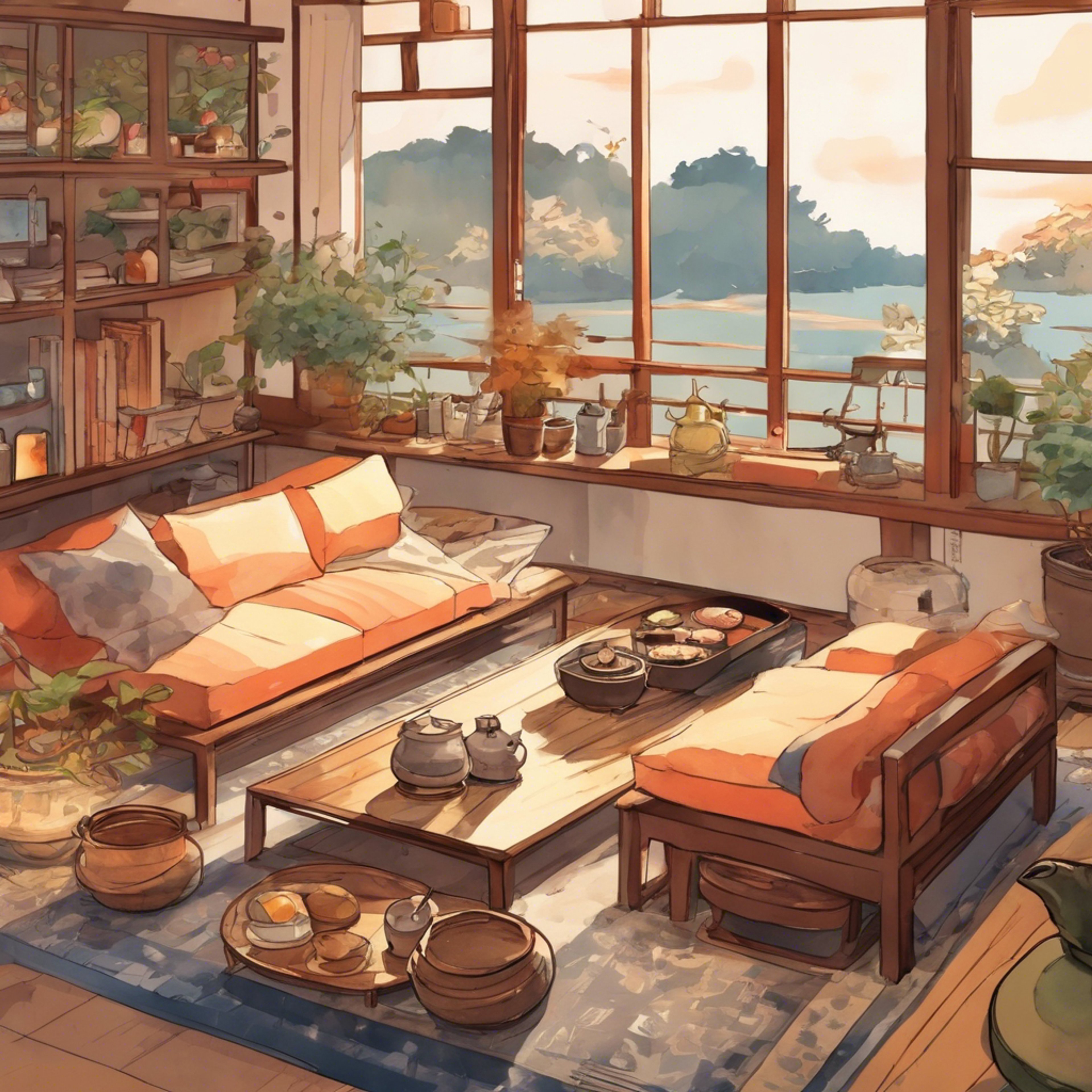 You relax with Yui in her warm home. She listens attentively as you discuss your troubles over a pot of tea. Yui understands you need support and provides gentle reassurance with her caring presence. A feeling of calm washes over you as cookies and companionship ease your stress.