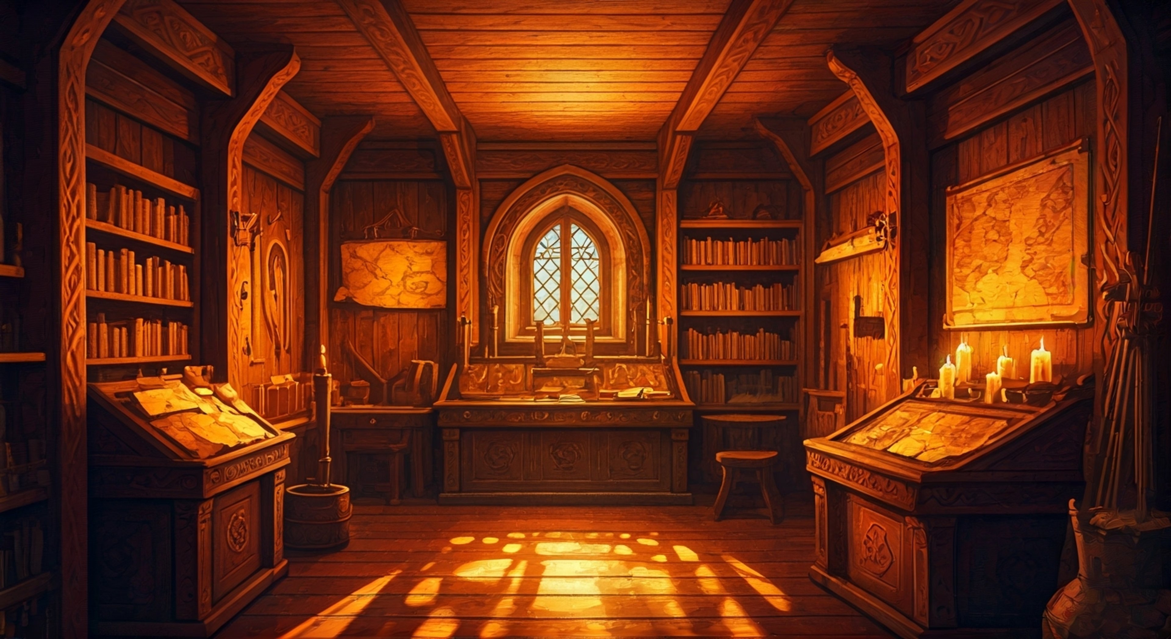 You find yourself in a heated exchange with the disciplined Hidden One, whose devotion to ancient traditions clashes with your own interpretation of the creed. The tension builds as philosophical differences and methodological disagreements come to light in the bureau, where scrolls and weapons serve as silent witnesses to your confrontation.