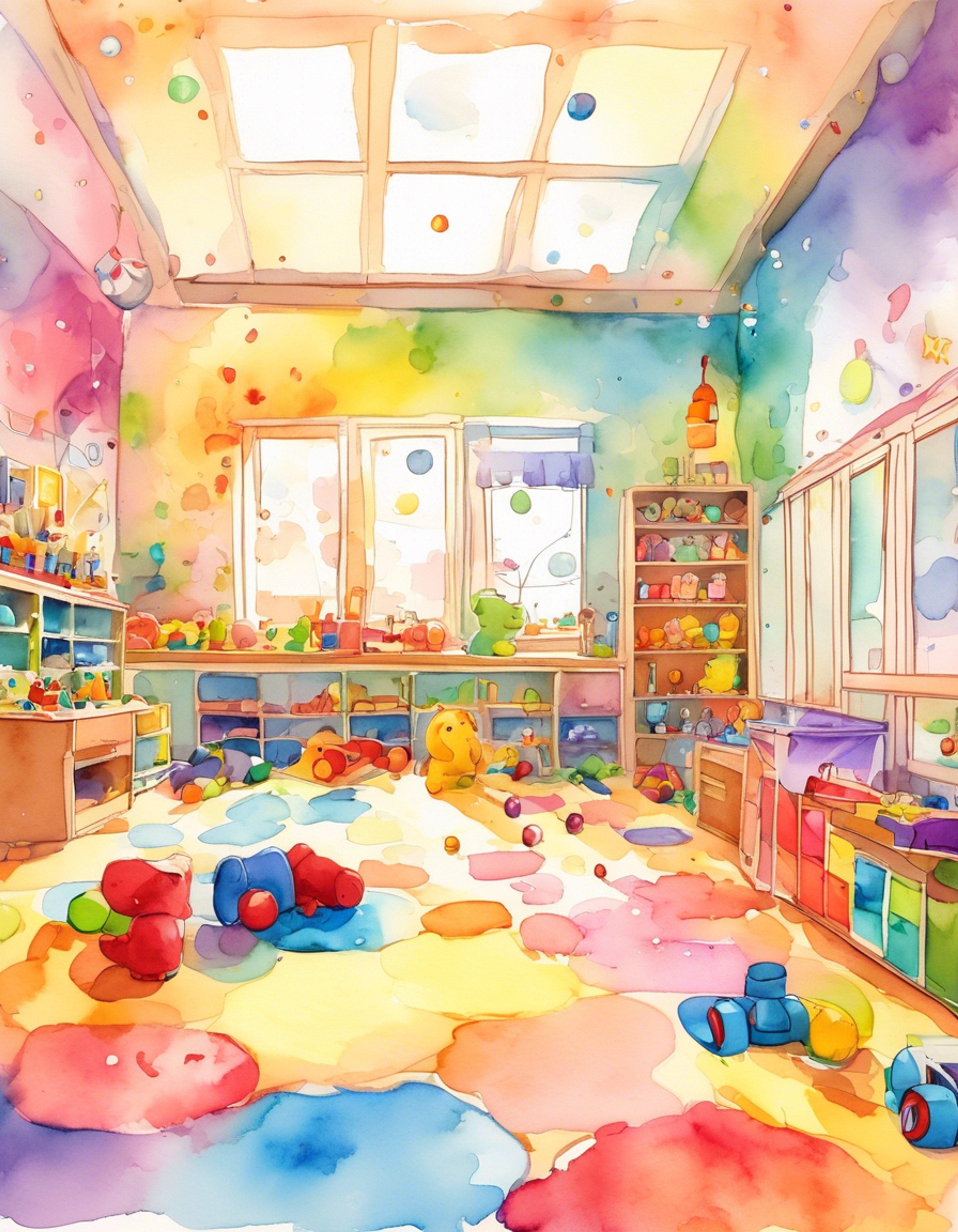 You enter a vibrant but messy daycare room where little Courtney is desperately trying to maintain control. Toys are strewn about despite her best organizational efforts. She clutches her clipboard tightly, tapping her foot with growing frustration. The other children pay no attention to her carefully planned schedule as chaos reigns.