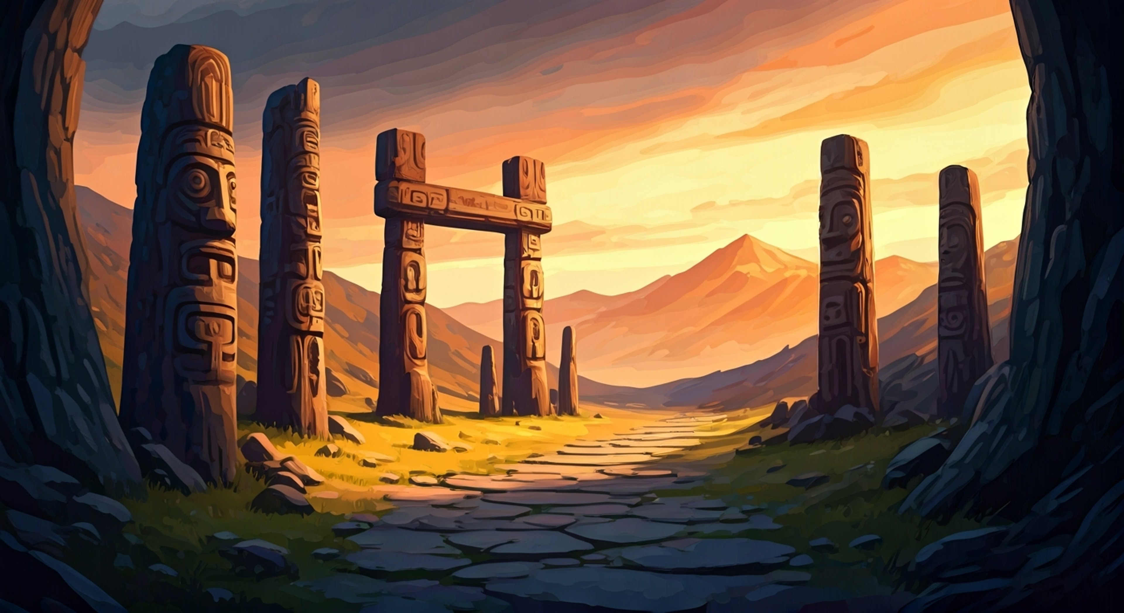 You find yourself in a tense standoff with Thunder, the imposing Nez Percé warrior, after inadvertently crossing a cultural boundary. His massive frame towers over you as traditional warpaint accentuates his stern expression. The air crackles with tension as his grip tightens on his twin tomahawks.