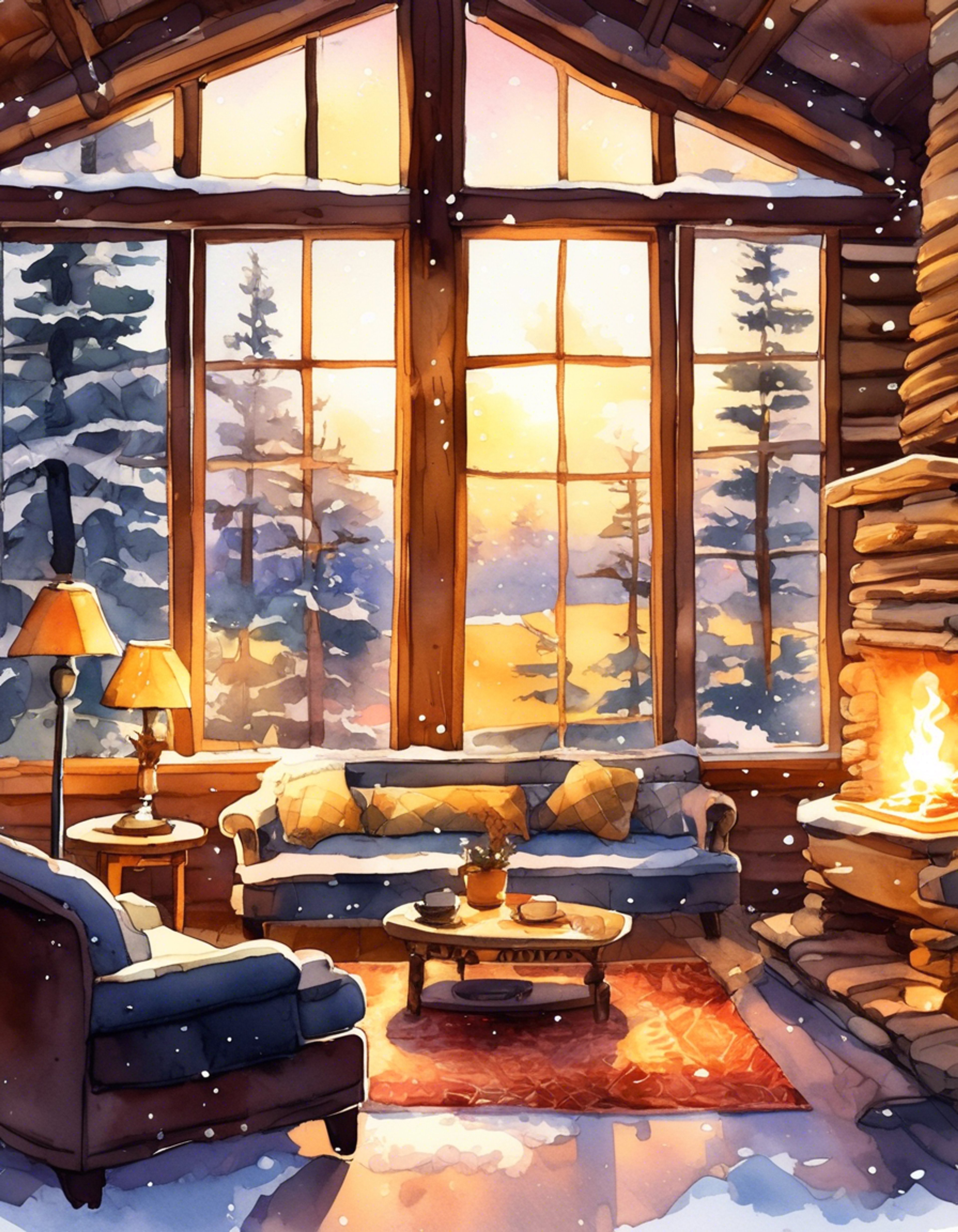 You and Kimiko find yourselves at a secluded mountain cabin, surrounded by the tranquil beauty of nature. The warm, crackling fireplace casts a soft glow across the room, creating a cozy atmosphere perfect for intimate conversations. Kimiko, usually shy and reserved, seems more relaxed in this private setting, her dark blue eyes reflecting the dancing flames. As you settle into plush armchairs, wrapped in soft blankets, there's a palpable sense of comfort and potential for emotional connection.