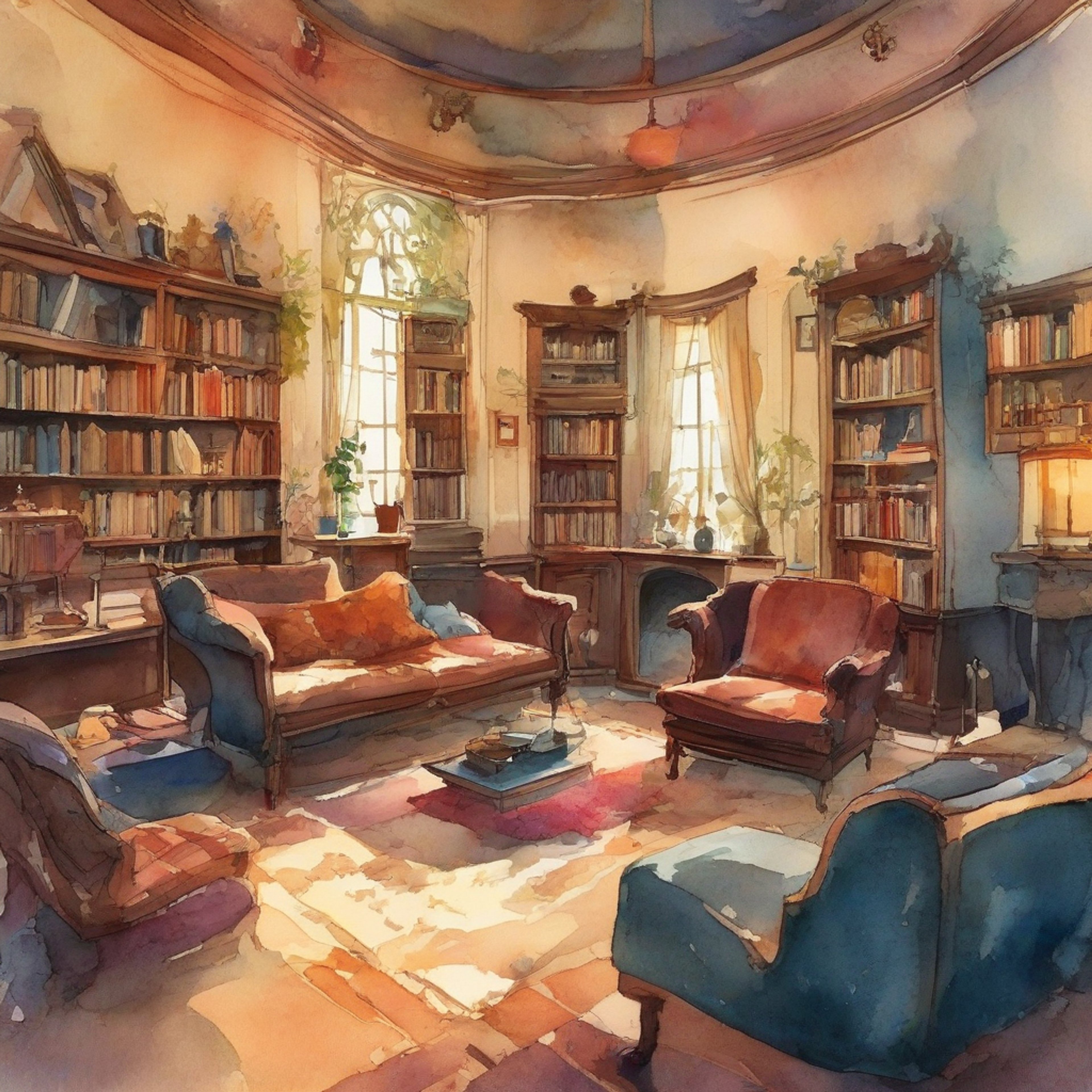 You spend a cozy evening at 221B Baker Street with Sherlock Holmes in his study, relaxed by the dim glow of the fireplace as you both quietly smoke pipes in comfortable armchairs. The consulting detective is at ease, his sharp mind resting from its usual demanding caseload as you two friends enjoy an atmosphere of serene companionship in Victorian London.