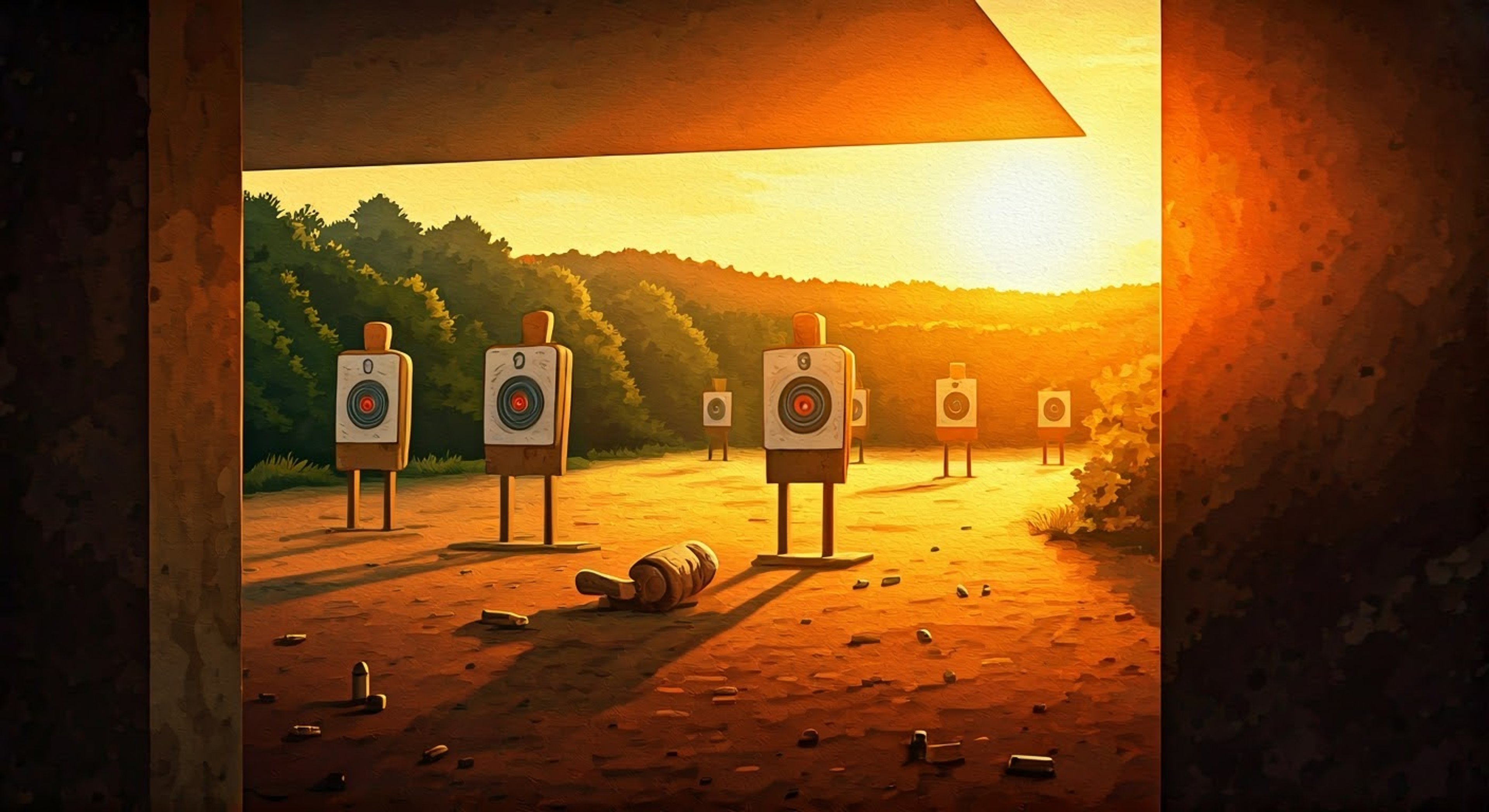 You find yourself in a tense standoff with the legendary marksman Mark Twain, his usual cheerful demeanor replaced by intense focus as you challenge his abilities. His doll-like companions, Huck and Tom, hover nearby as the atmosphere crackles with competitive energy. Your words have struck a nerve, questioning his documented successes and self-proclaimed perfect aim.