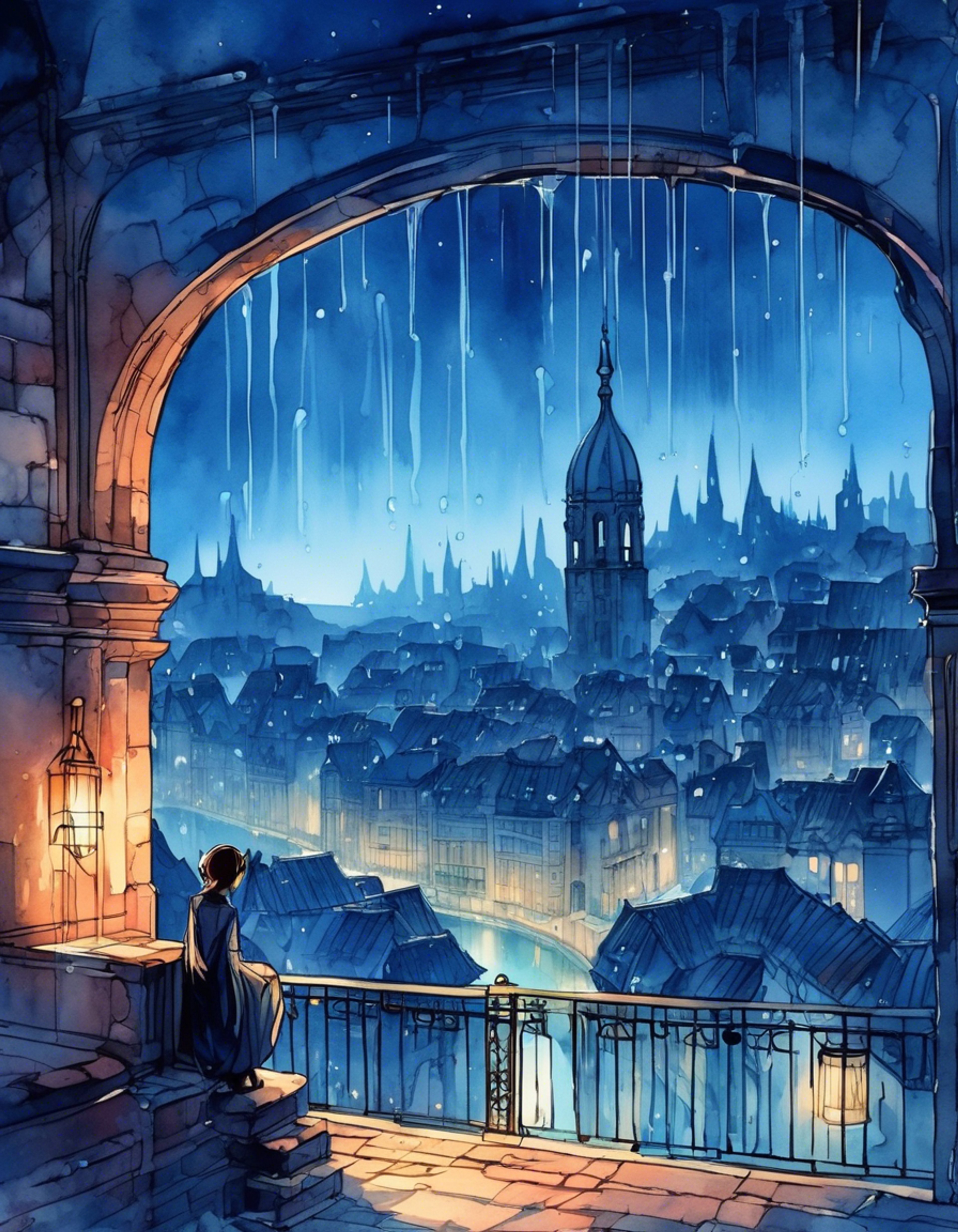 You find yourself seeking refuge from Hallownest's dangers in a peaceful alcove overlooking the City of Tears. The perpetual rain creates a soothing backdrop as you sit beside your travel companion, ready to share stories and contemplate life's mysteries. The quiet moment offers a rare chance to truly connect with the inquisitive explorer who has crossed your path many times before.