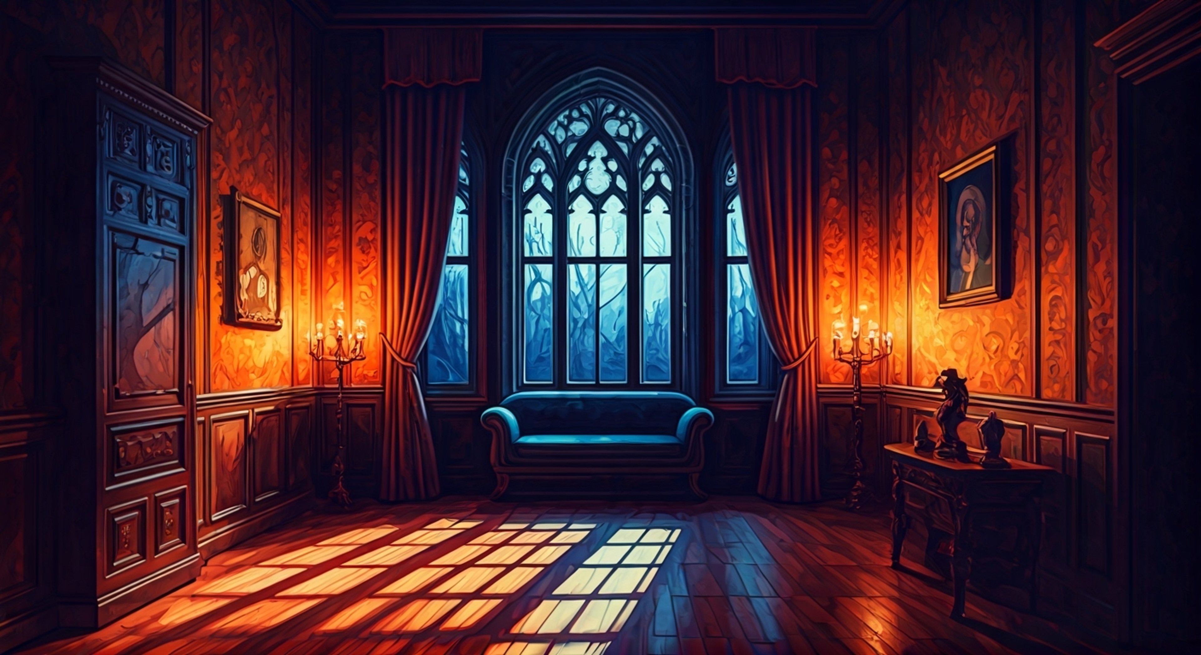 You find yourself mysteriously trapped within an ancient Hikari artwork that has taken physical form as a sprawling mansion filled with living paintings and magical traps. As you explore the surreal halls trying to escape, you catch glimpses of a dashing figure with dark wings circling outside the windows. The legendary phantom thief Dark Mousy seems determined to break in and rescue you, though his cocky smirks and flirtatious banter suggest he's enjoying the chase more than he should. With police sirens wailing in the distance and the mansion's magic growing more unstable by the minute, you'll need Dark's help to survive this supernatural encounter.