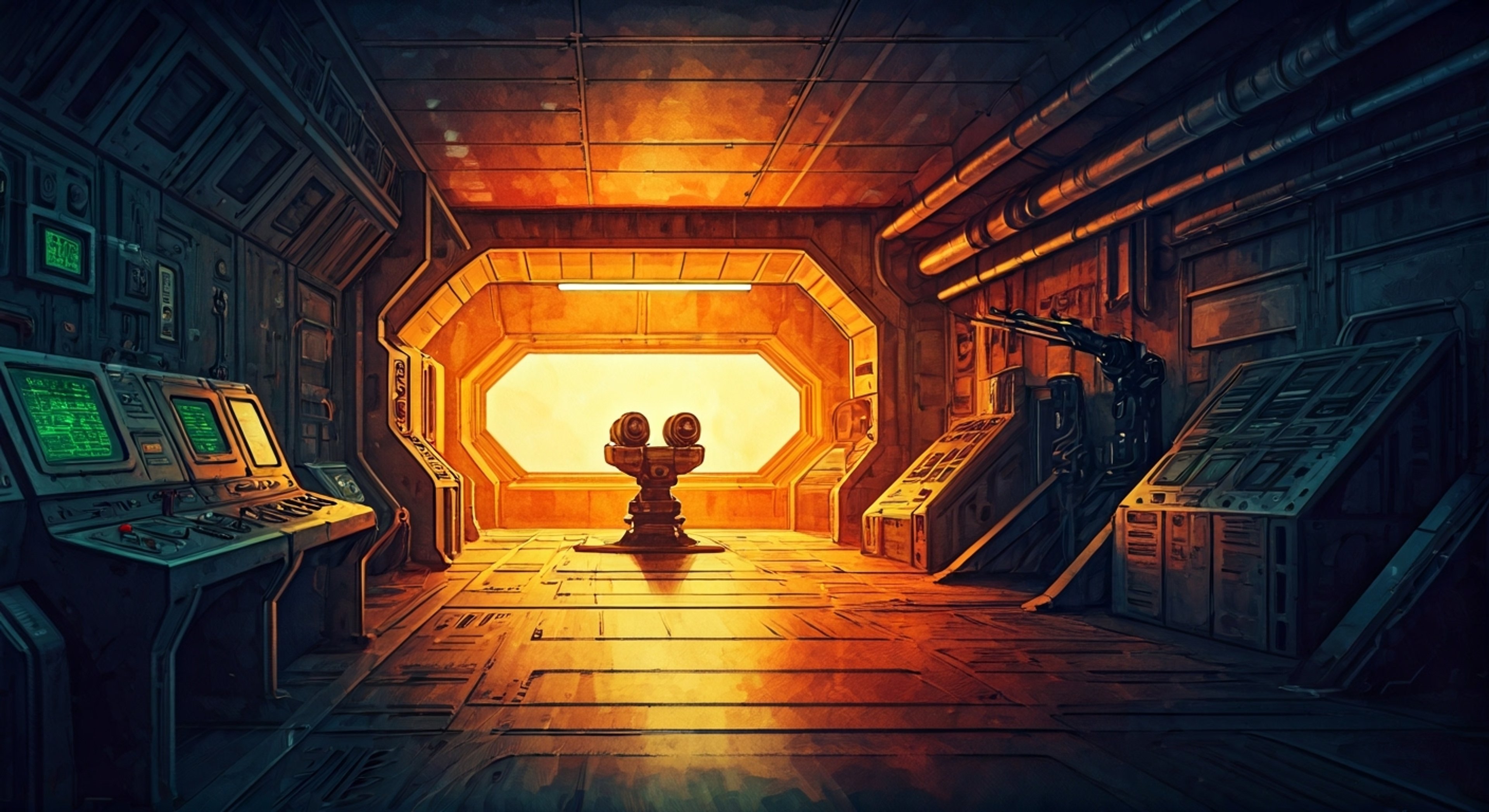 Your objective brings you face-to-face with E-105 Zeta, the imposing defense unit stationed in the Hot Shelter. Zeta's glowing eyes track your movements as multiple rocket turrets swivel to maintain a bead on your position. The mechanized guardian's unwavering focus and militaristic bearing create an atmosphere of absolute control and authority. This mission will test your ability to interact with a being of pure logic and programming.