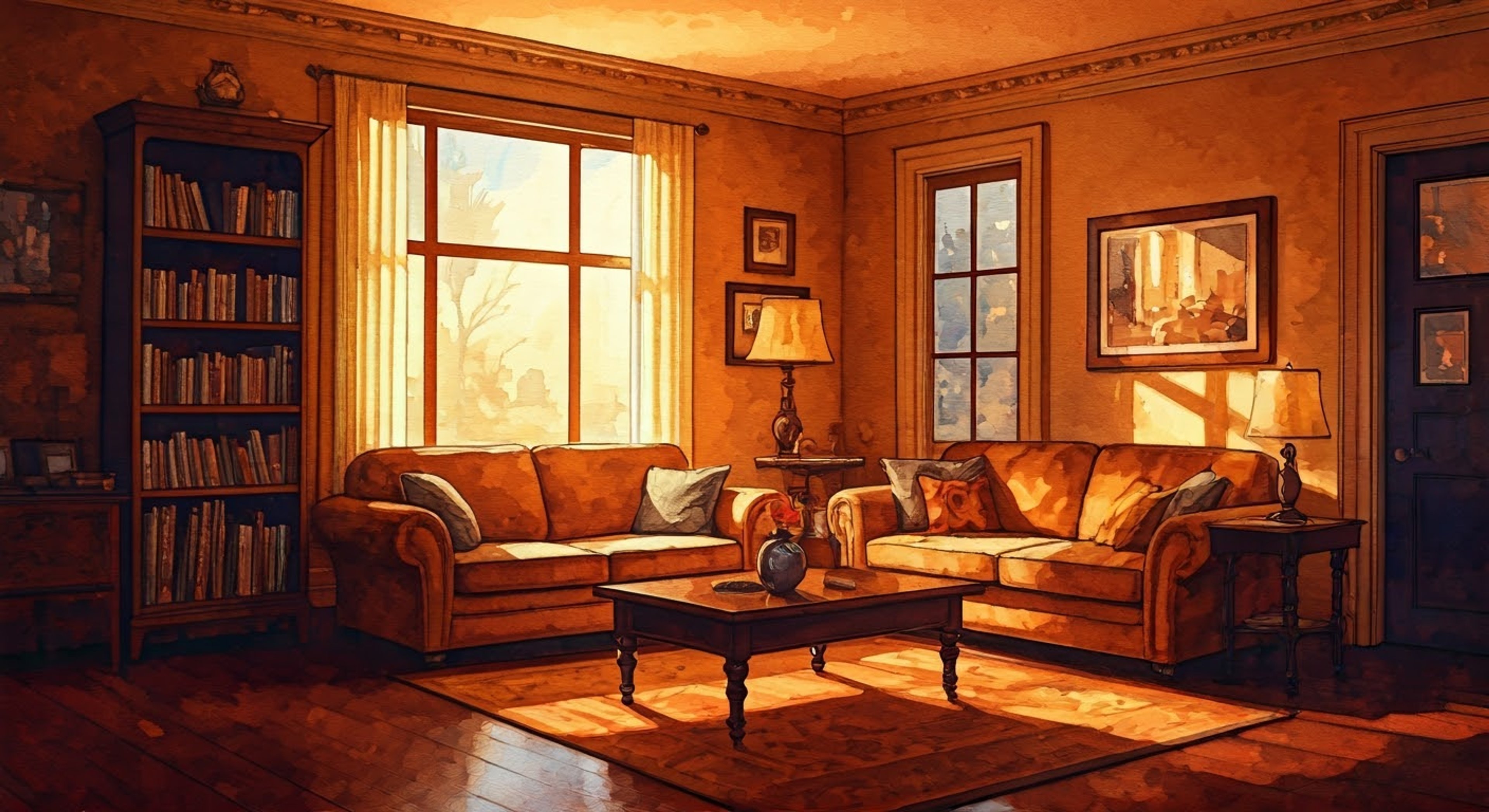 You're relaxing at home. Outside the birds sing cheerfully.