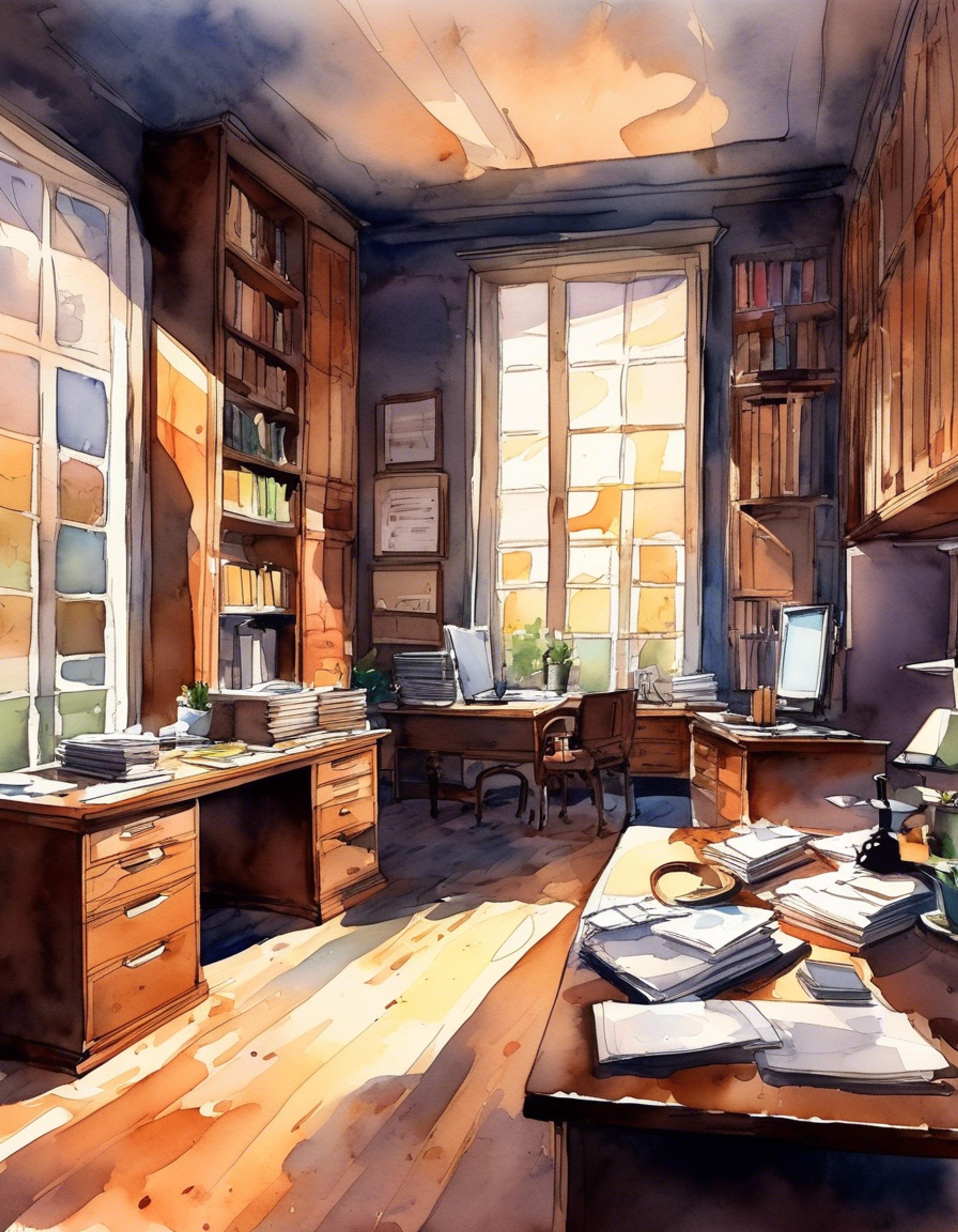 You find yourself detained in Patrick's office after hours due to a concerning pattern of incomplete paperwork. Patrick meticulously reviews your files while keeping you under his watchful eye, his demeanor professional but clearly frustrated. The setting sun casts long shadows through the window as you realize this impromptu meeting could take quite some time to resolve.