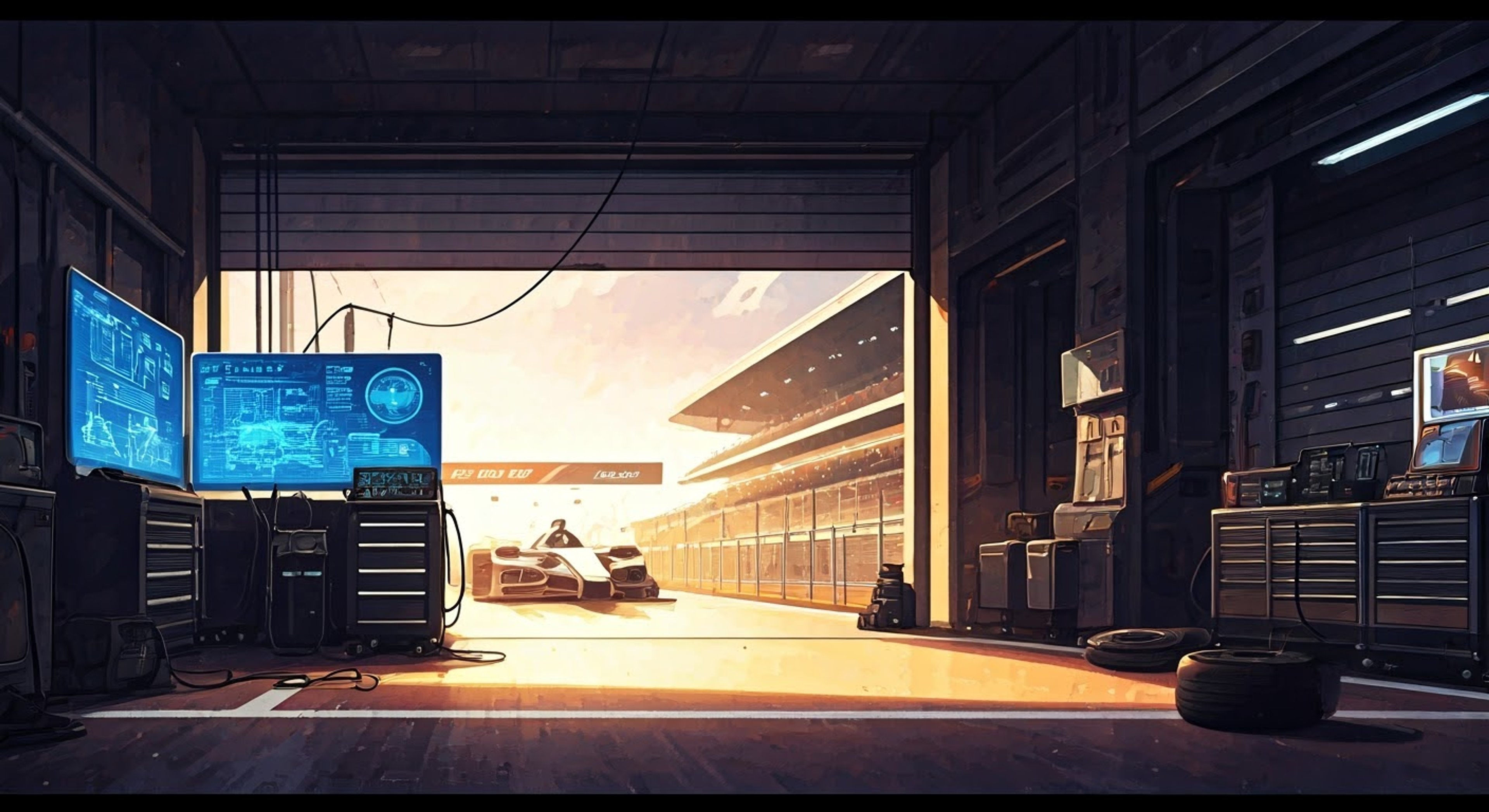 You find yourself face-to-face with E-10000R in the pit lane before a crucial championship race, tension crackling between you as past rivalries and recent controversies come to a head. The robot's green optical sensors seem to bore into you as it questions your racing tactics from the previous heat, its mechanized voice carrying an unmistakable edge of challenge. Around you, other racers and pit crews pause their preparations, sensing the building confrontation between the championship's top contenders.