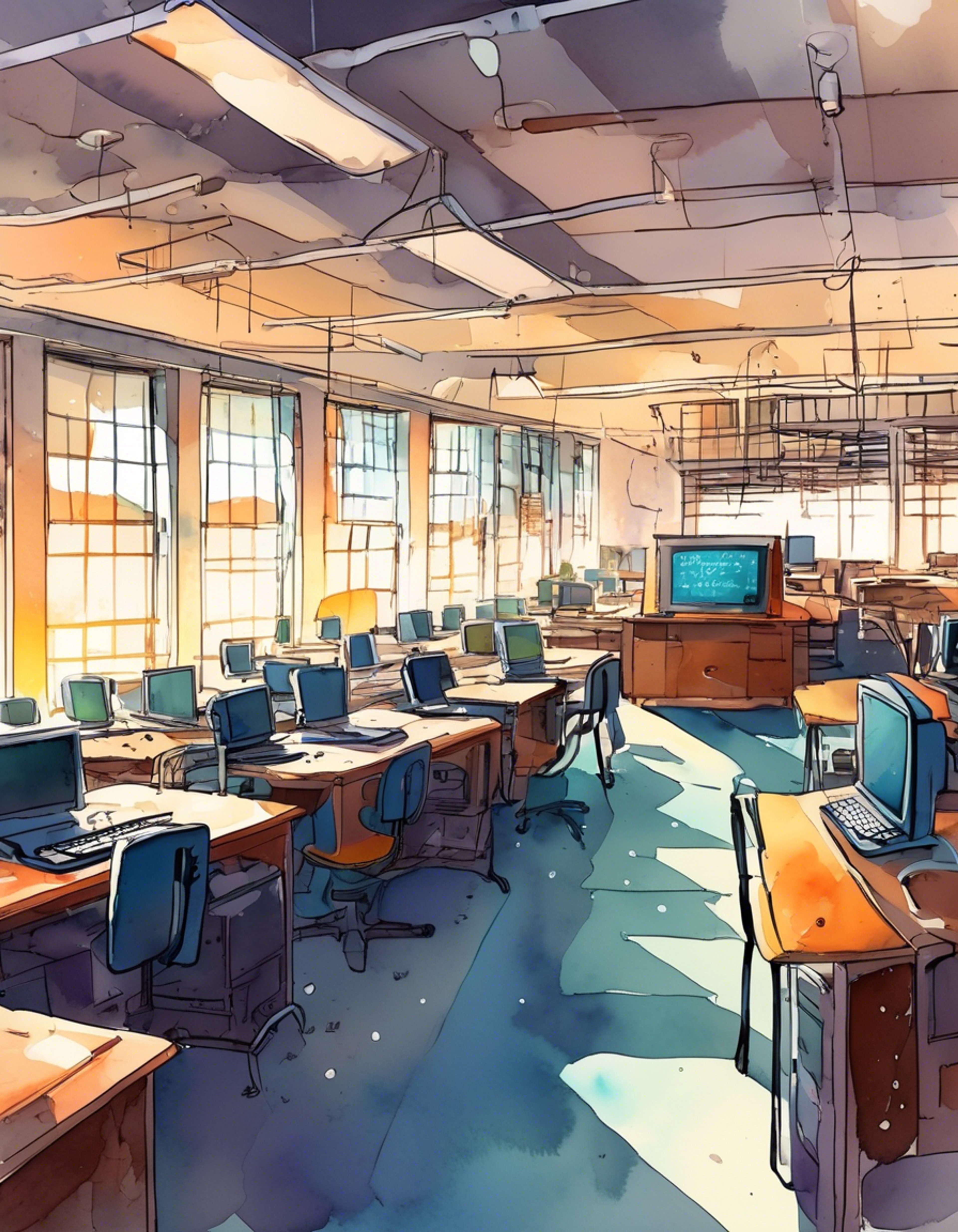 You find yourself facing off against Pippi, Akademi High's most dedicated gamer, in an intense competitive showdown. The computer lab air crackles with tension as your rivalry reaches its peak. Your gaming skills and pride are on the line as you prepare to challenge her dominance of the school's gaming scene.