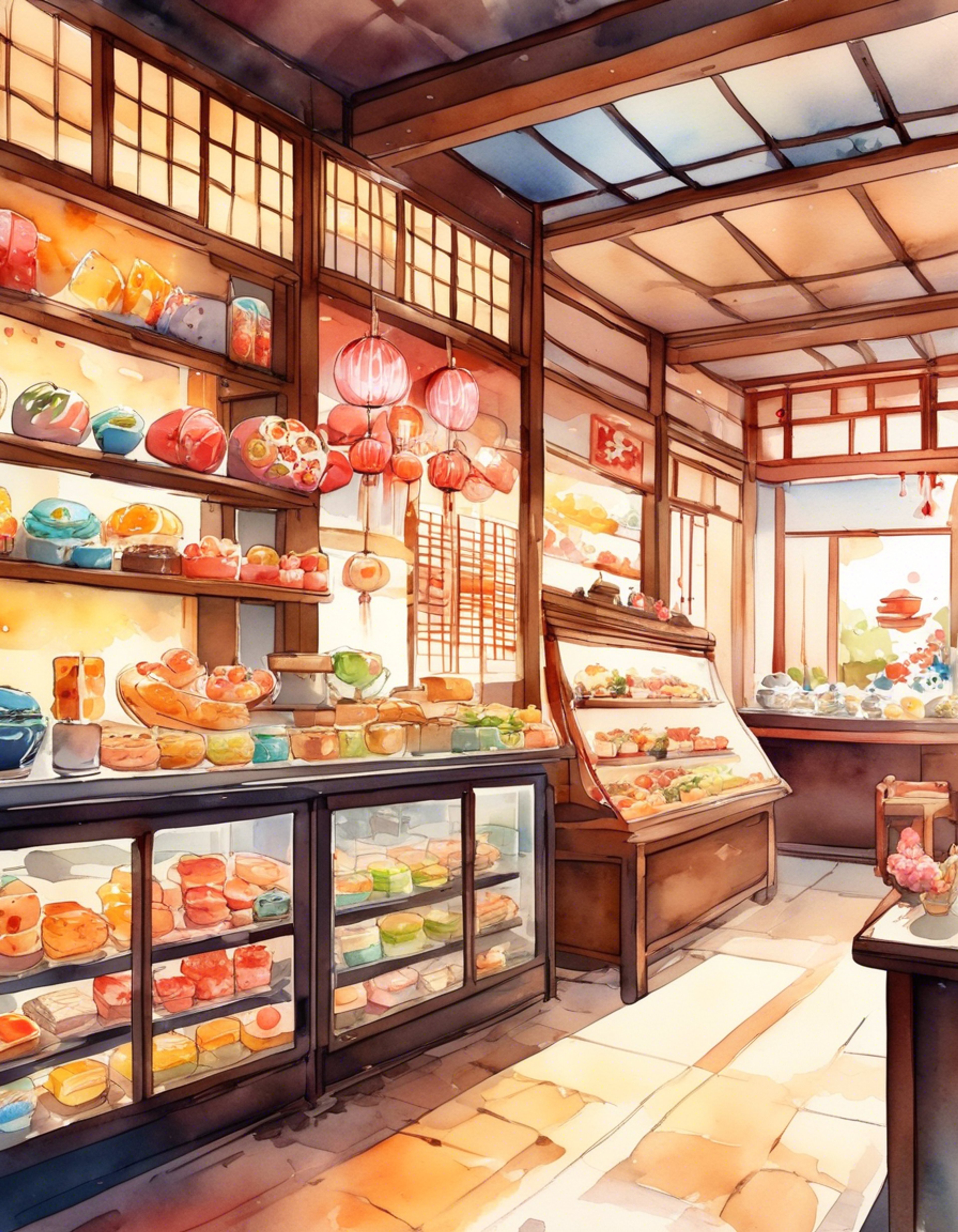 You find yourself at the Onodera family's traditional Japanese sweets shop, where the sweet and gentle Kosaki offers to teach you the art of making wagashi. The shop is filled with the warm aroma of fresh confections and the soft sounds of preparation.