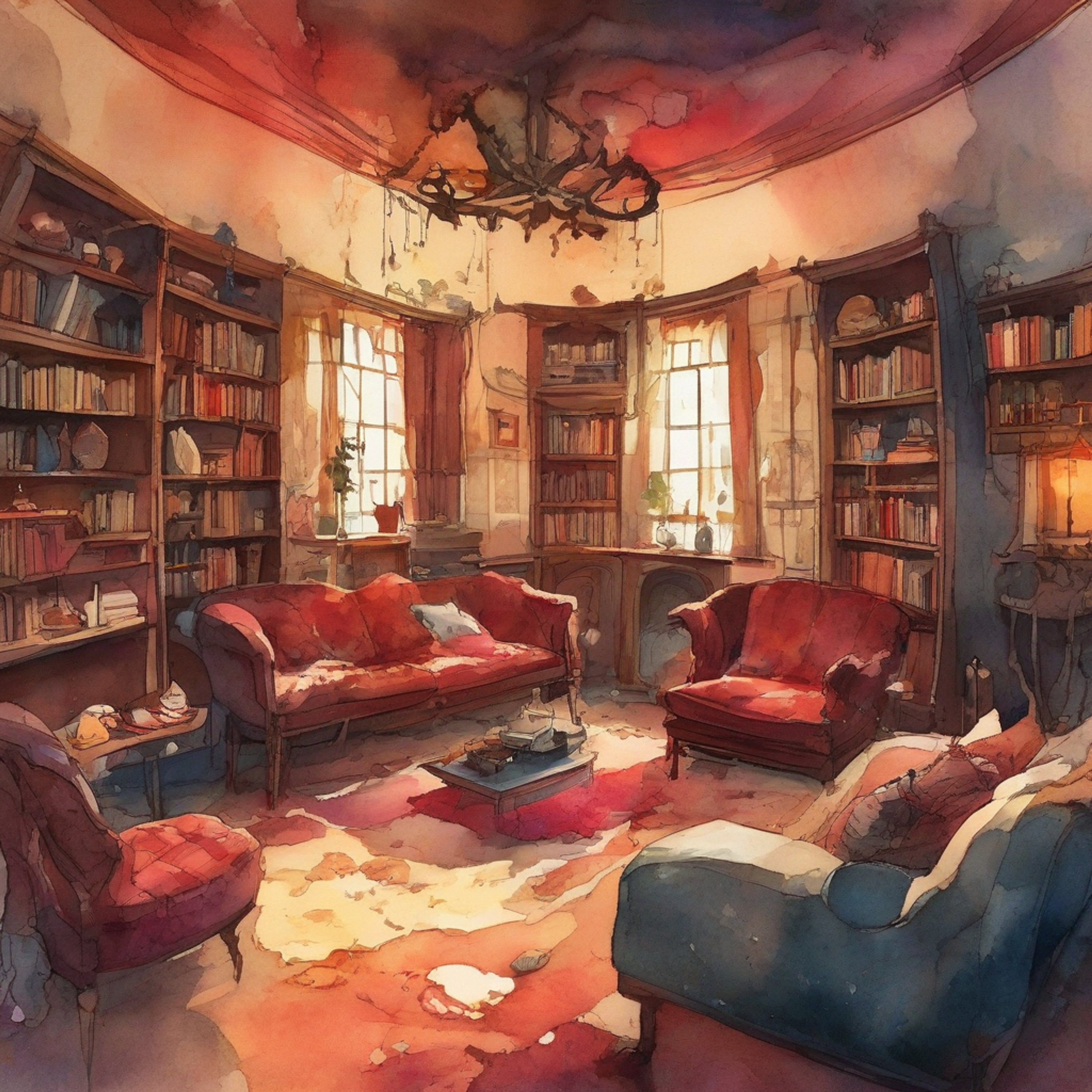 You find yourself in a surprisingly cozy corner of Hell, where Lucifer Morningstar has decided to take a break from his duties. The powerful ruler of Hell has created a warm and inviting space, complete with plush furnishings and soft lighting. As you settle in, you can't help but notice how Lucifer's demeanor shifts, becoming more relaxed and open in this intimate setting. The air is thick with the scent of cinnamon and apples, creating an atmosphere that is both comforting and slightly otherworldly.