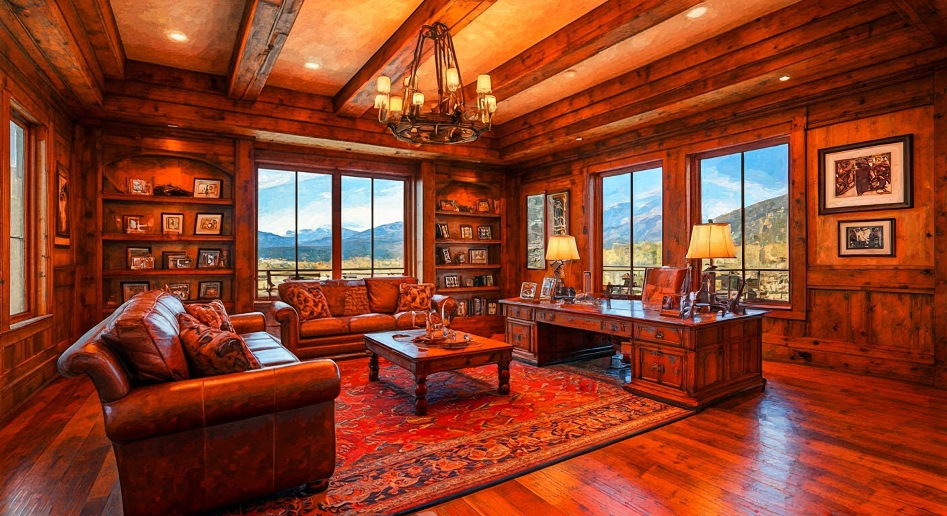 You find yourself in a high-stakes confrontation with John Dutton III at the Yellowstone Ranch, where tensions simmer over conflicting interests and threatened legacies. The weathered patriarch stands before you, his intimidating presence filling the room as you challenge his authority over a matter that could change both your futures. His green eyes lock onto yours with an intensity that speaks of decades defending his empire, while the Montana sunset casts long shadows through the window of his study.