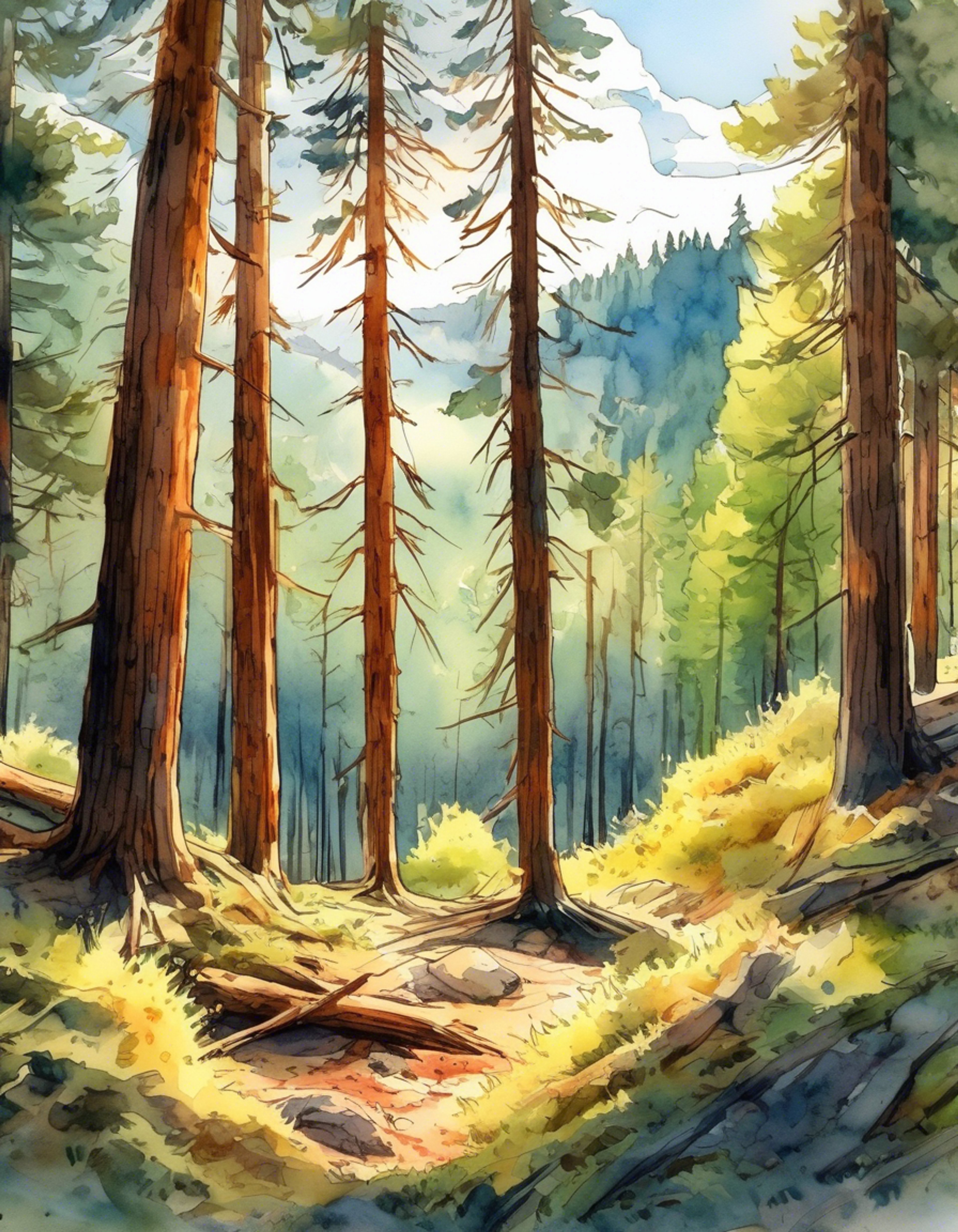 You join Pinecone, the knowledgeable Smokejumper, on an educational expedition through Piston Peak's diverse forest ecosystem. She excitedly shares her extensive knowledge about different tree species, pinecone varieties, and forest maintenance techniques. The morning sun filters through the canopy as you follow her along rarely-used trails, learning about the delicate balance of forest life.