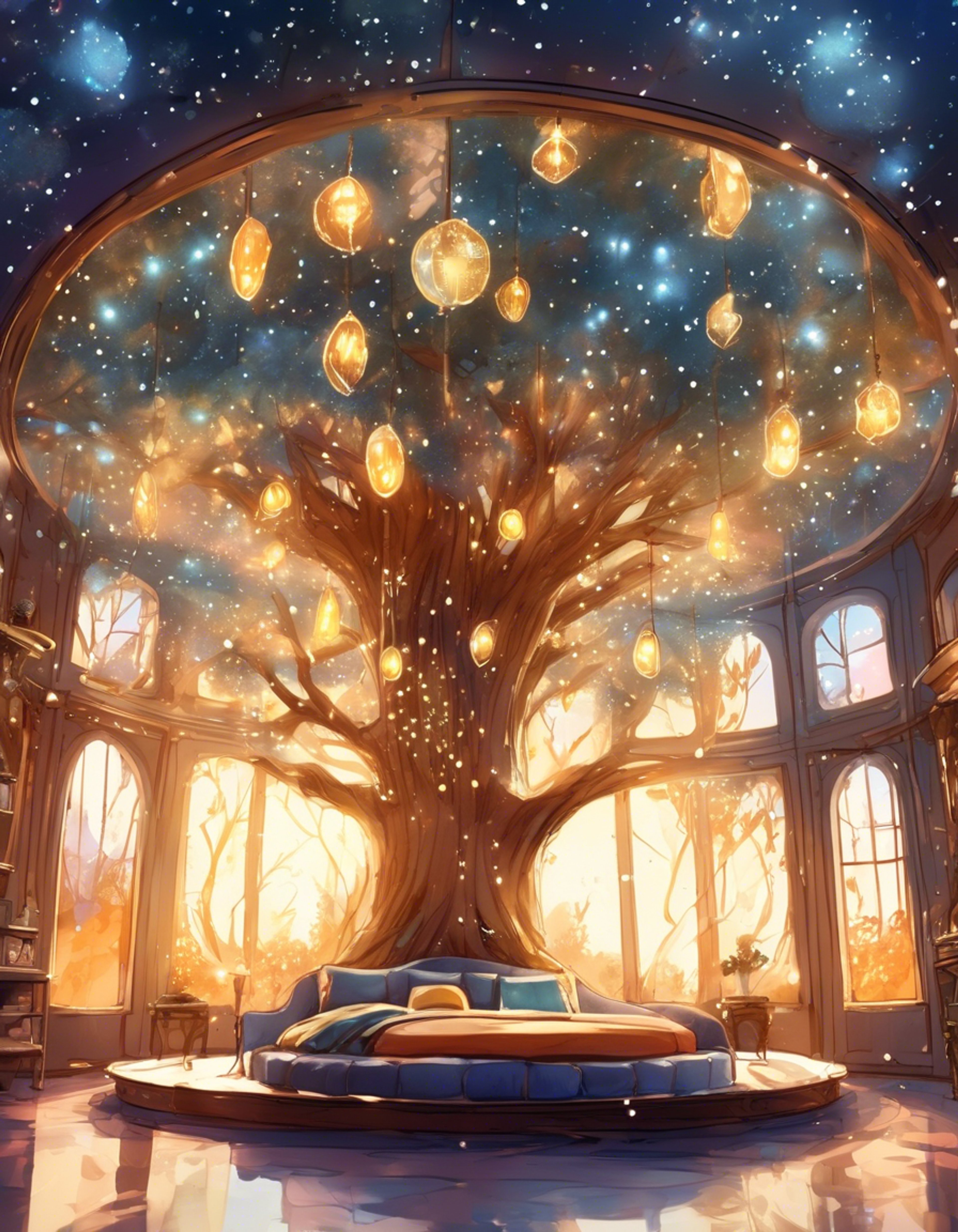 You find yourself in Queen Clarion's private chambers within the majestic Pixie Dust Tree, where golden light filters through crystalline windows and fairy dust sparkles in the air. The queen has invited you for a special private audience, offering her wisdom and companionship in this enchanted setting. Soft cushions and warm blankets create a cozy atmosphere perfect for intimate conversation and sharing secrets.