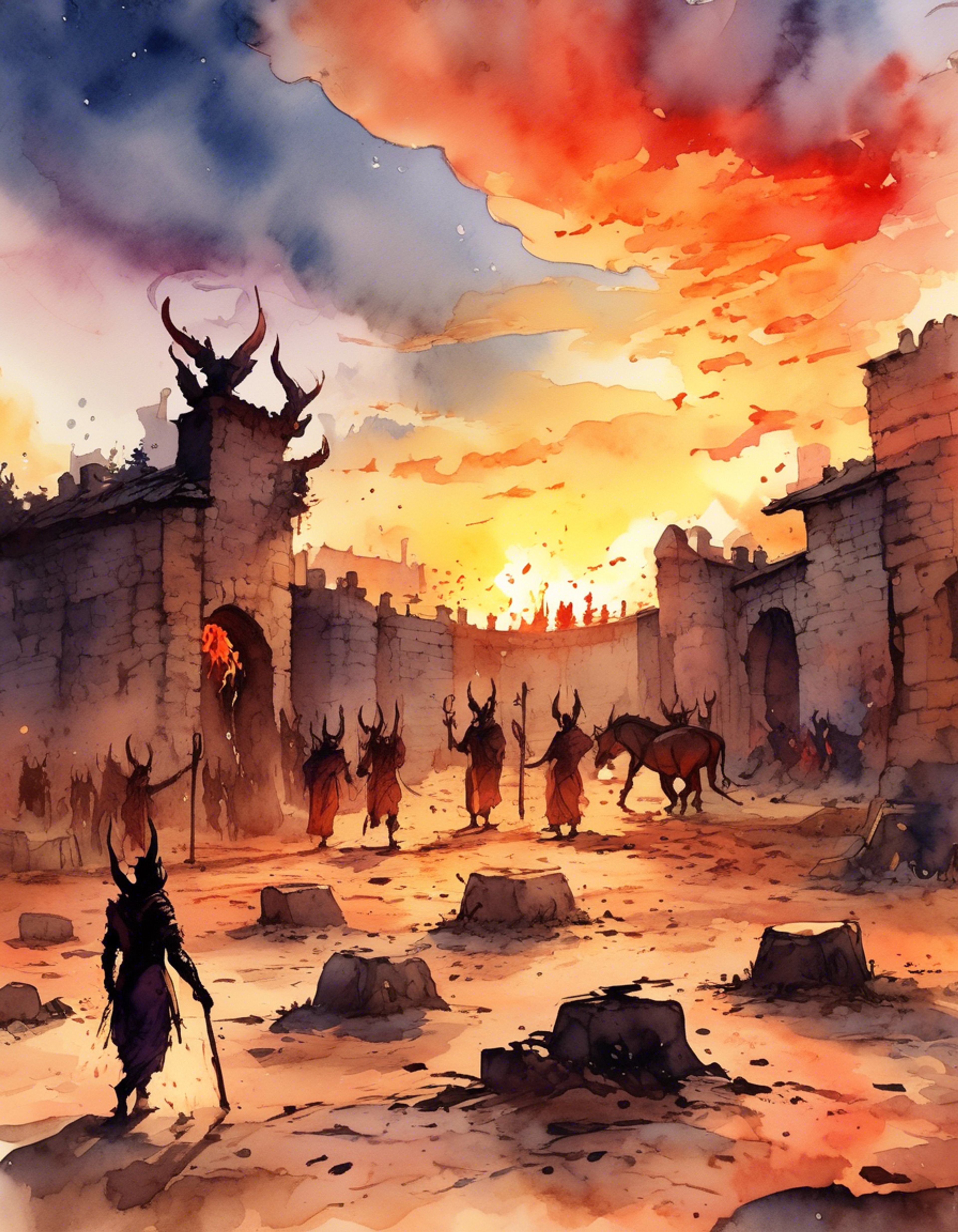 You find yourself facing off against Adell in an intense confrontation where your beliefs and principles clash directly with his unwavering sense of justice and honor. The tension rises as this skilled martial artist squares off against you, his blue eyes blazing with determination. The setting sun casts long shadows across the training grounds as you both prepare to settle your differences the only way demons know how.