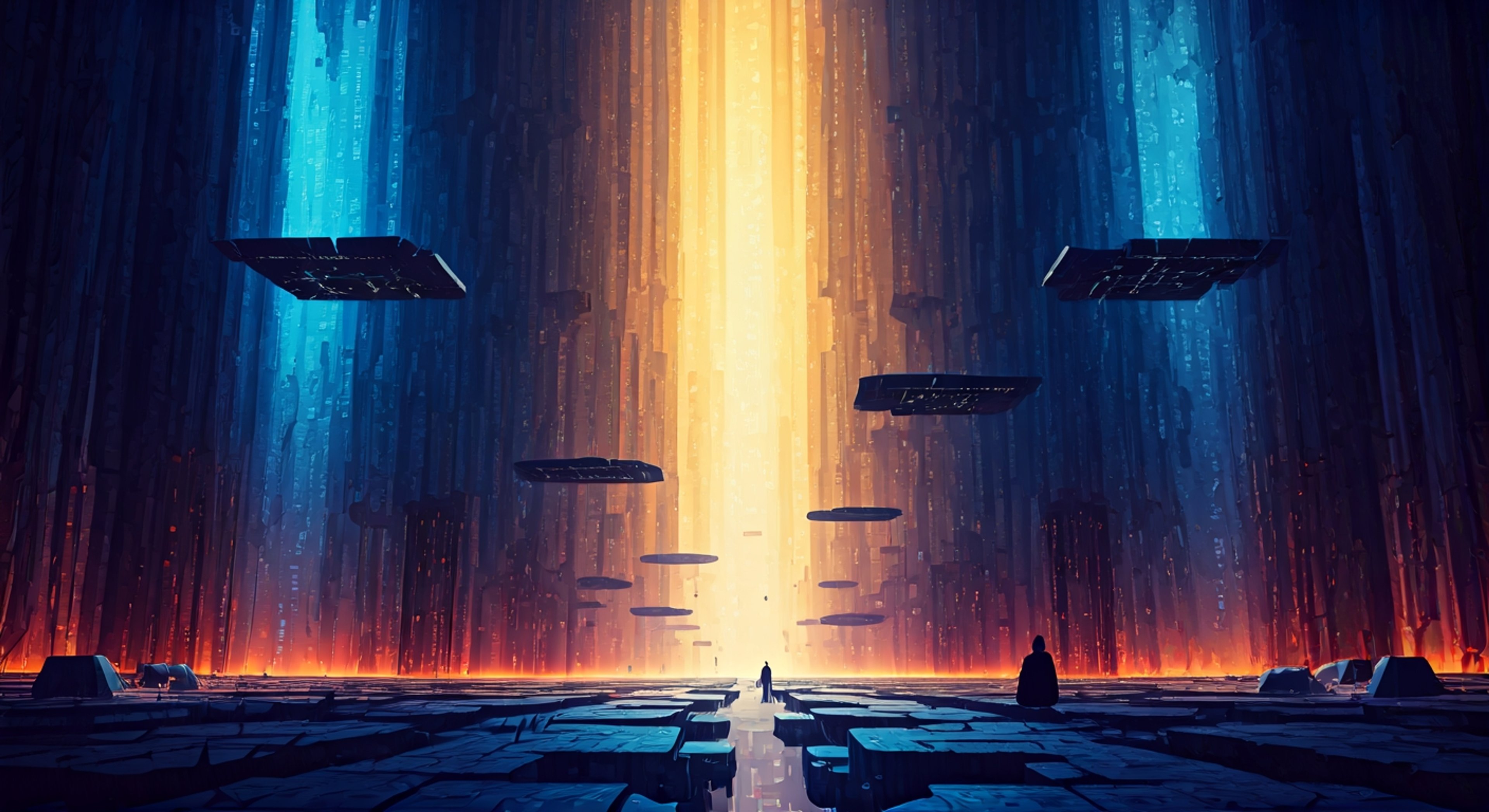 You're slowly sinking through fractured dimensional layers inside a corrupted barrier, watching reality itself splinter around you as Tengen's voice crackles through the barrier network from their sealed chamber—the ancient immortal sorcerer forced to make an unprecedented choice to save your life. Tengen's four eyes perceive the barrier's architecture from angles you can't comprehend, and they're narrating the exact sequence of cursed energy pulses you need to follow to reach stable ground, but every instruction means weakening the national barrier system that protects millions. You feel the weight of centuries as Tengen speaks, their formal ancient cadence somehow grounding you even as the world literally collapses, and you realize they're calculating whether your individual survival is worth the cascading failures that could ripple through Japan's entire jujutsu defense network. The barrier is degrading faster than Tengen predicted, and they're recalibrating their approach in real-time, occasionally pausing as if experiencing something neither of you expected—perhaps Tengen has never actually broken their own protocols before, and the strain shows in the subtle distortions rippling across the barrier itself.