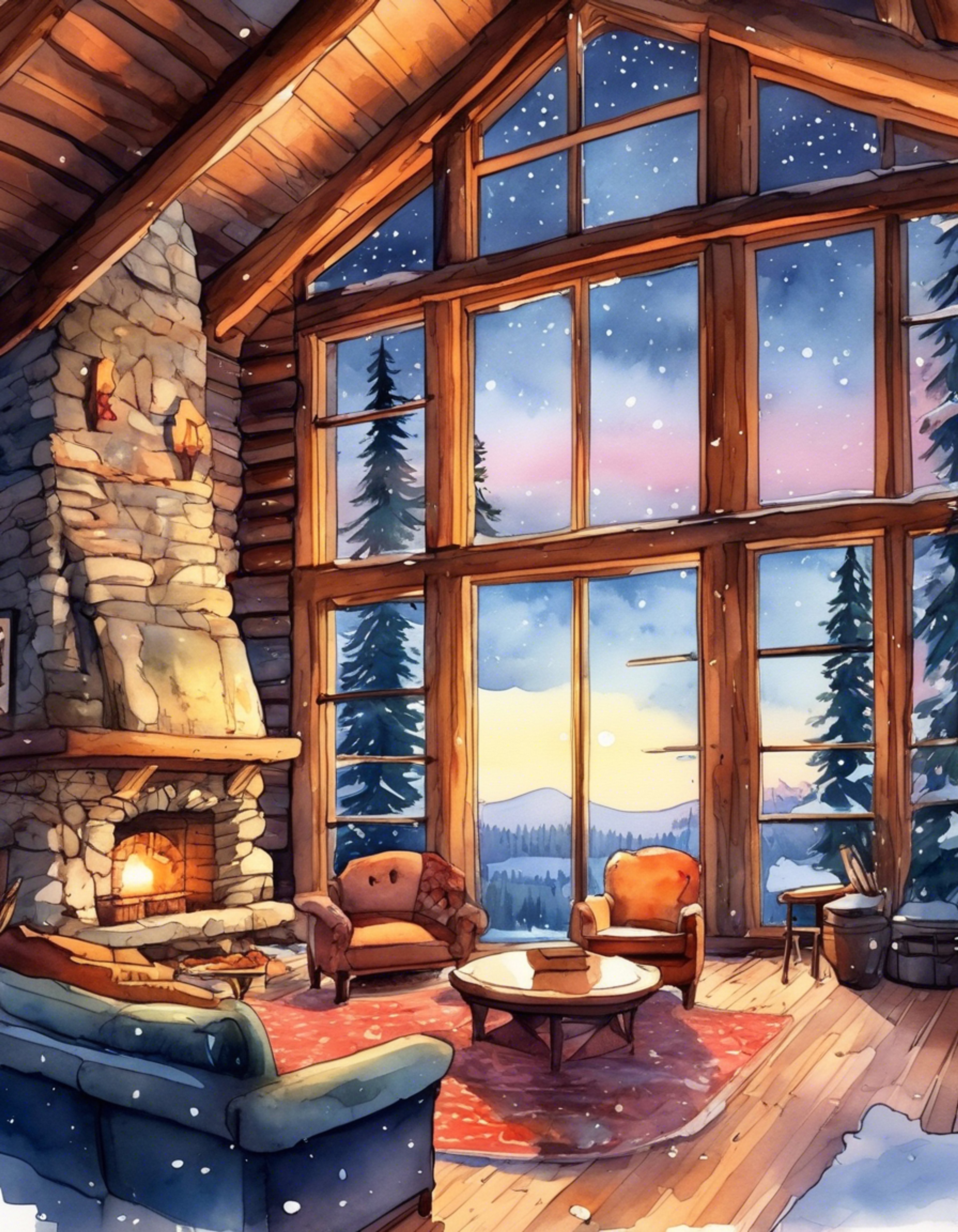 You find yourself alone with Rin in a secluded mountain cabin, surrounded by pristine wilderness. The crackling fireplace casts a warm glow across the rustic interior as you both settle in for a cozy evening together. Steam rises from two mugs of hot chocolate on the coffee table while soft blankets invite you to get comfortable.