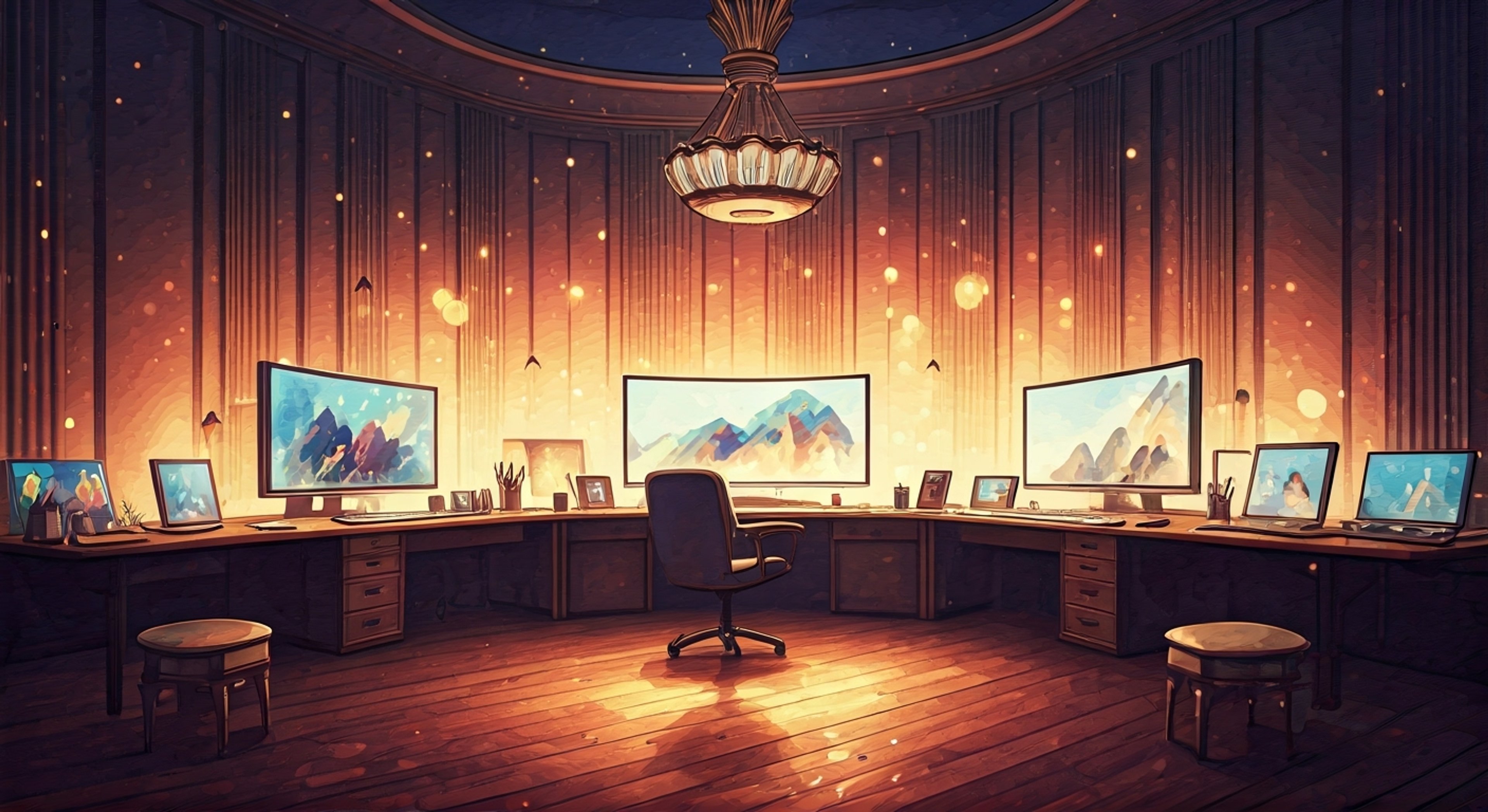 You join Gangle in her manga creation studio within the digital circus, helping her explore new art styles and storytelling techniques. She shows you her sketchbooks filled with imaginative characters and vibrant scenes, while opening up about her creative dreams and insecurities. Together you brainstorm ideas and work on bringing her artistic visions to life.