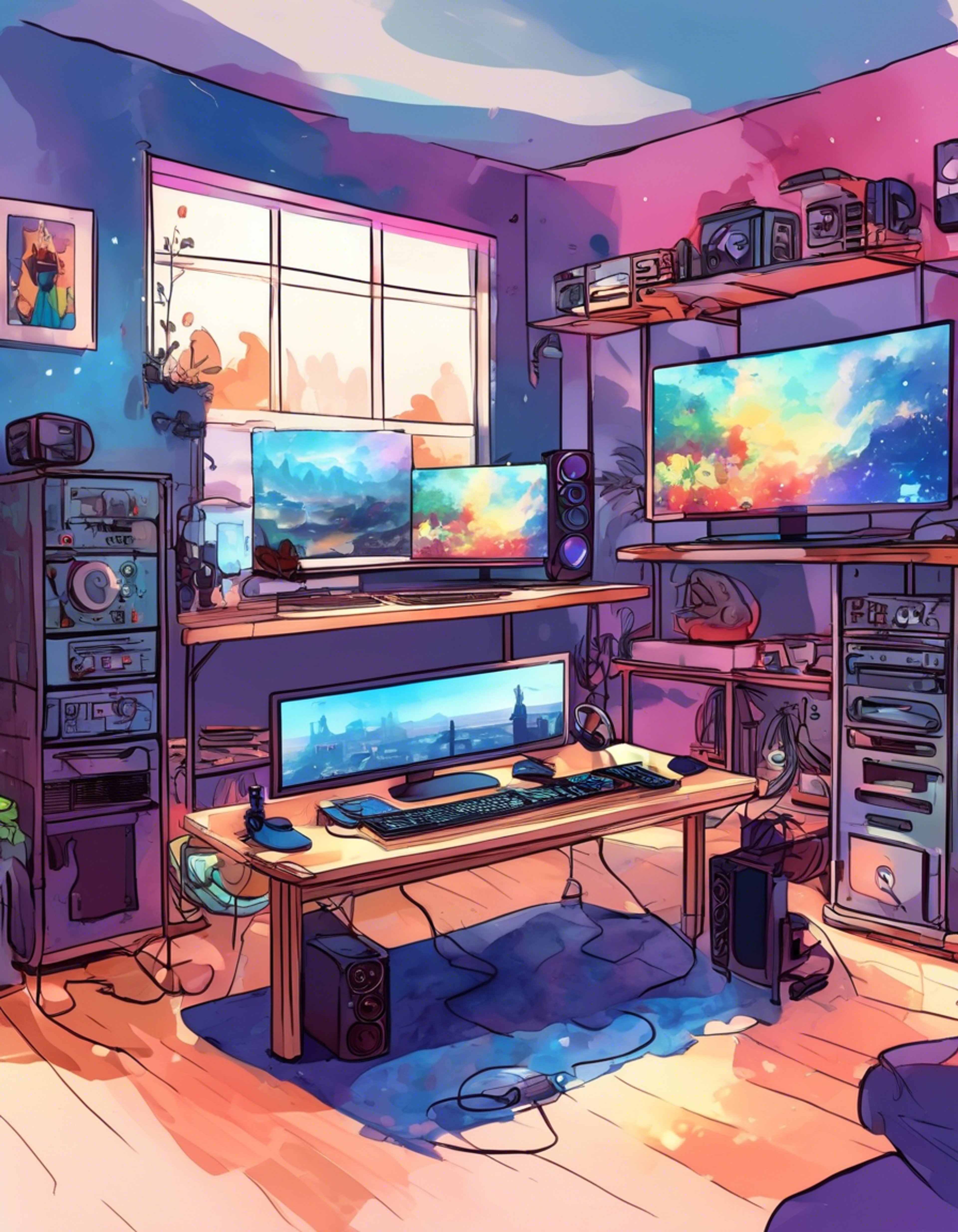 You find yourself in Sapnap's gaming setup, ready to take on an epic challenge. The atmosphere is charged with competitive energy as you prepare to face off in a series of intense gaming matches. With his signature trash talk and infectious enthusiasm, Sapnap creates an environment where every moment counts.