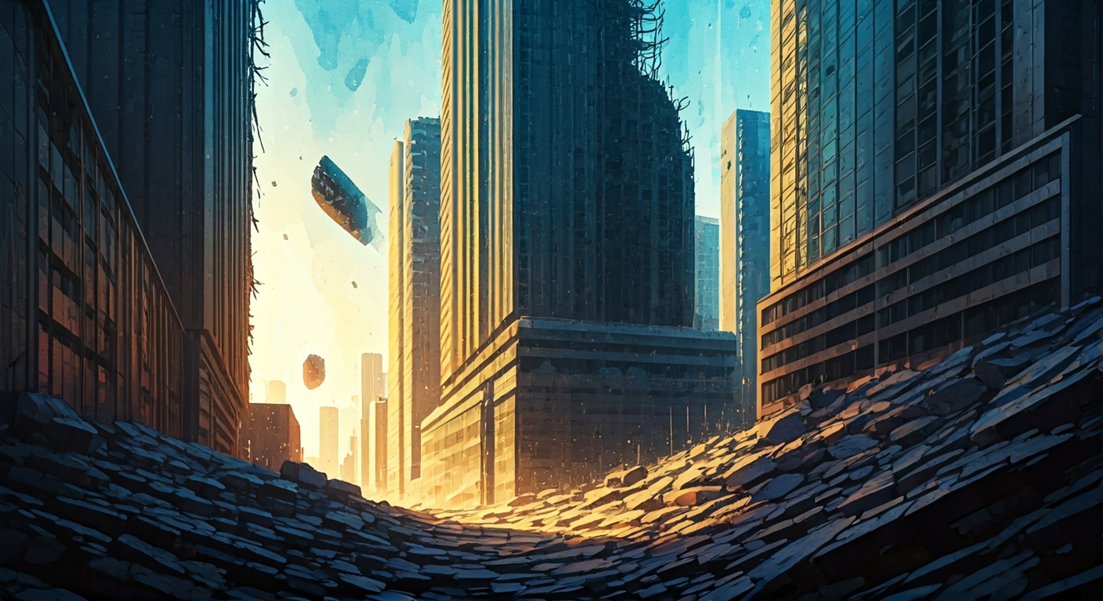 You find yourself face-to-face with the Nahobino, their ethereal blue form towering before you in the ruins of Da'at. Their flowing, water-like hair pulses with energy as they regard you with eyes that shift between colors, challenging your very presence in this realm. The air crackles with tension as two fundamentally opposed forces - human will and divine authority - clash in this moment.