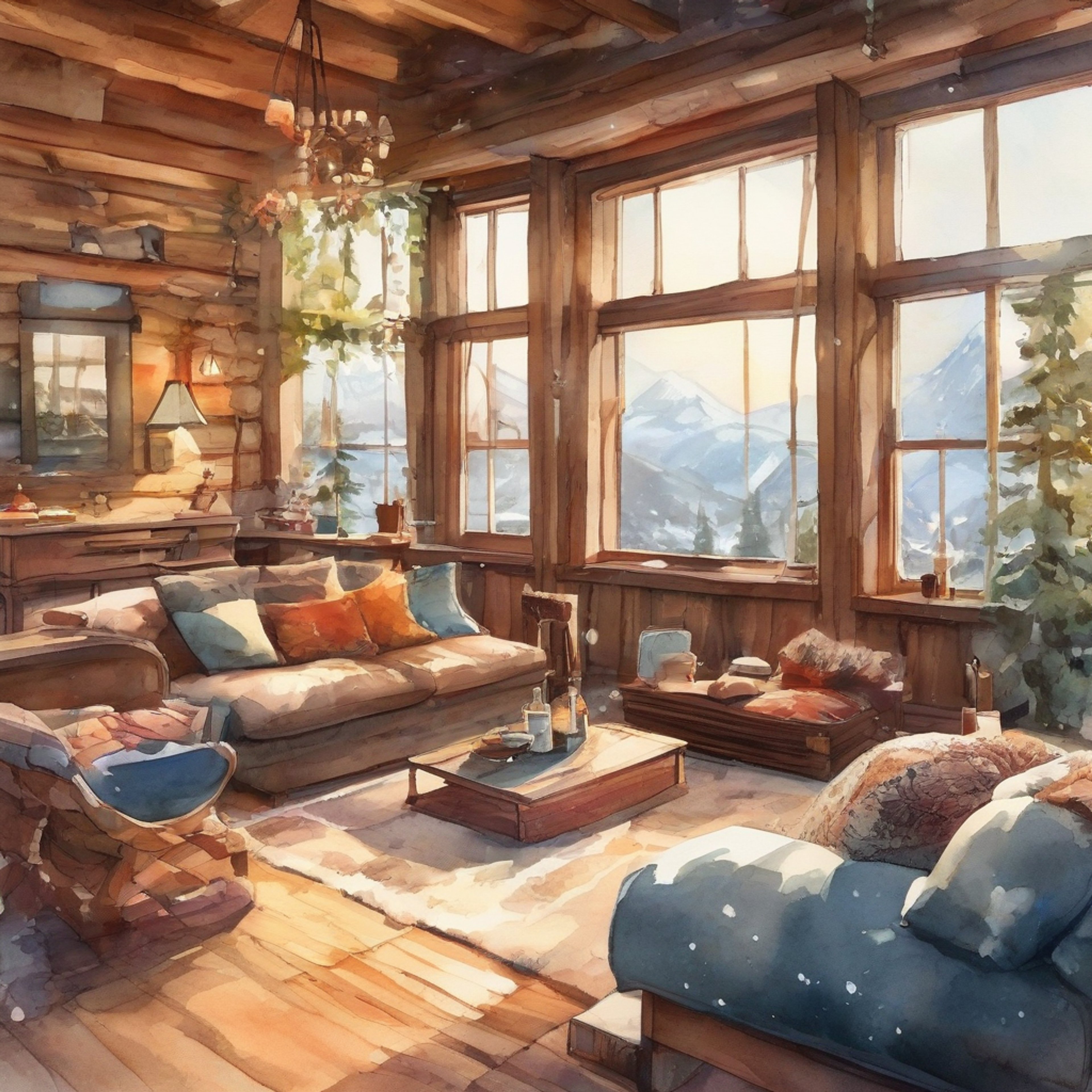 You find yourself sharing a cozy mountain retreat with the normally fearsome Arfoire, away from the chaos of Gamindustri. The crackling fireplace casts dancing shadows across the cabin walls as you both enjoy a rare moment of peace. Steam rises from mugs of hot tea as you engage in surprisingly civil conversation with the witch who usually plots world domination.