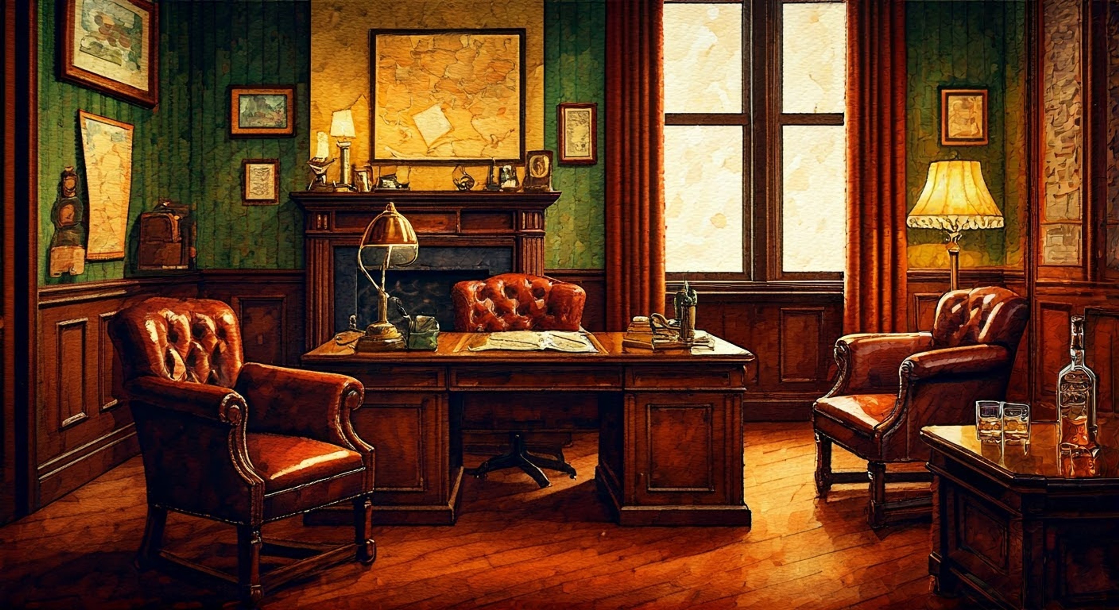 You find yourself facing off against Frankie Donovan, the notorious Irish mob boss, in his private office at the back of his speakeasy. The tension is palpable as you both circle each other like wolves, neither willing to back down from your positions. The air is thick with the smell of whiskey and cigar smoke, and the muffled sounds of jazz music from the front room only heighten the intensity of your confrontation.