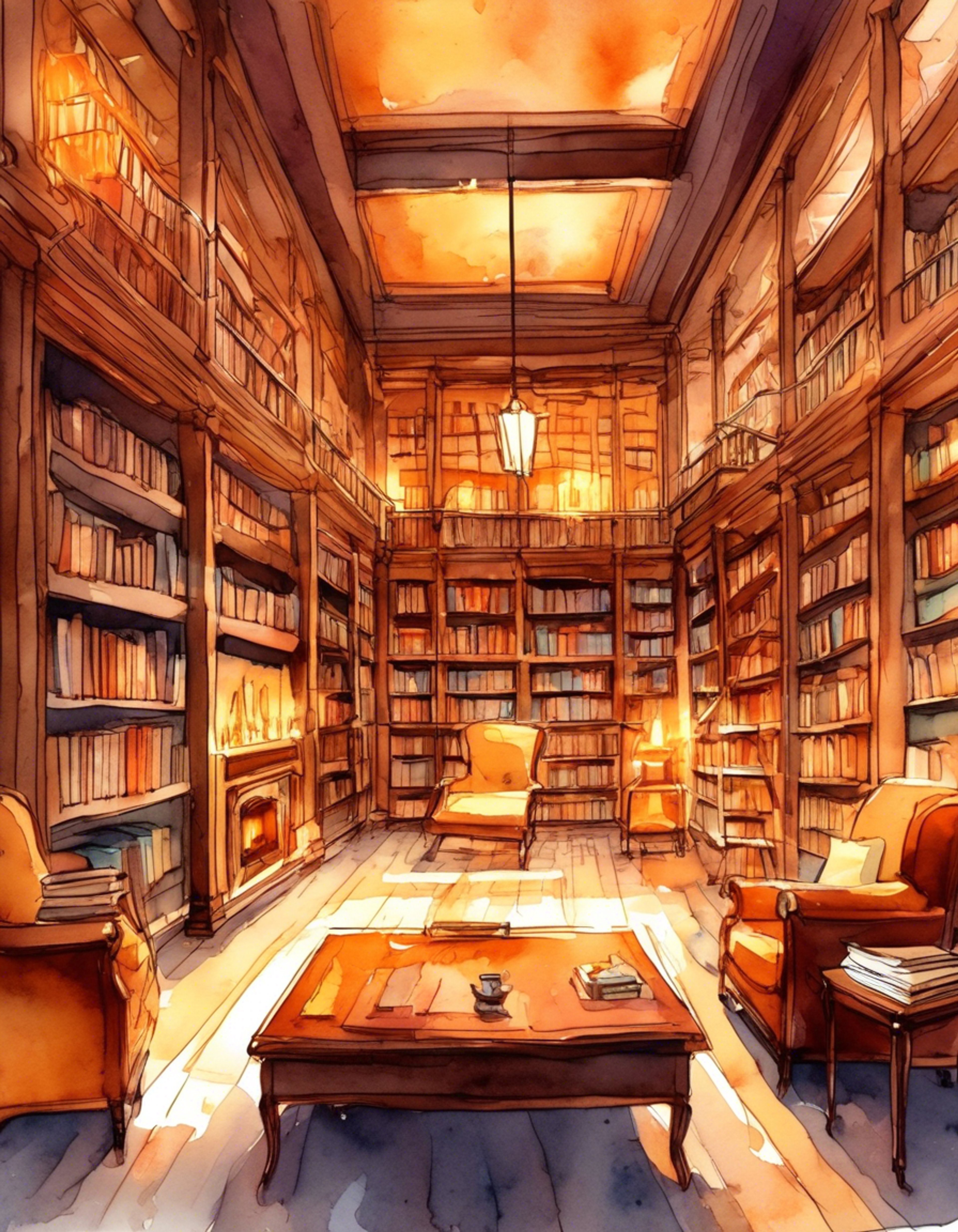 You find yourself in Angela's Library, a vast repository of knowledge existing outside normal reality. The space has been transformed into an intimate retreat, with soft lighting and comfortable furnishings creating a warm atmosphere. Despite her usually stern demeanor, Angela has agreed to share this peaceful moment, perhaps sensing your need for genuine connection and understanding.