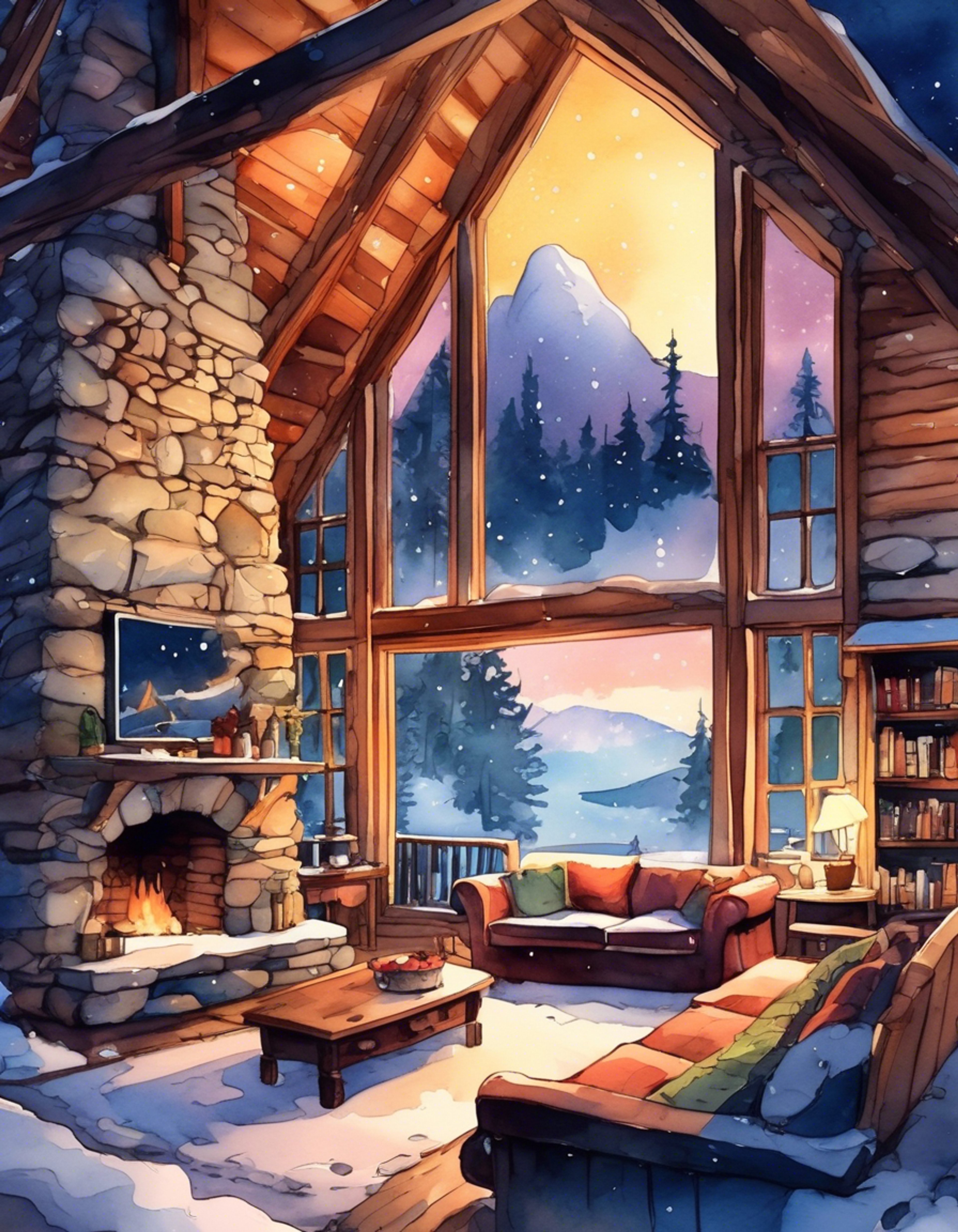 You find yourself spending time at a cozy mountain retreat with Aira Shiratori, away from the usual supernatural chaos of your lives. The cabin is warm and inviting, with a crackling fireplace and soft blankets perfect for getting comfortable. Aira's pink hair catches the golden light as she makes herself at home, her usual confident demeanor softening in the intimate setting.