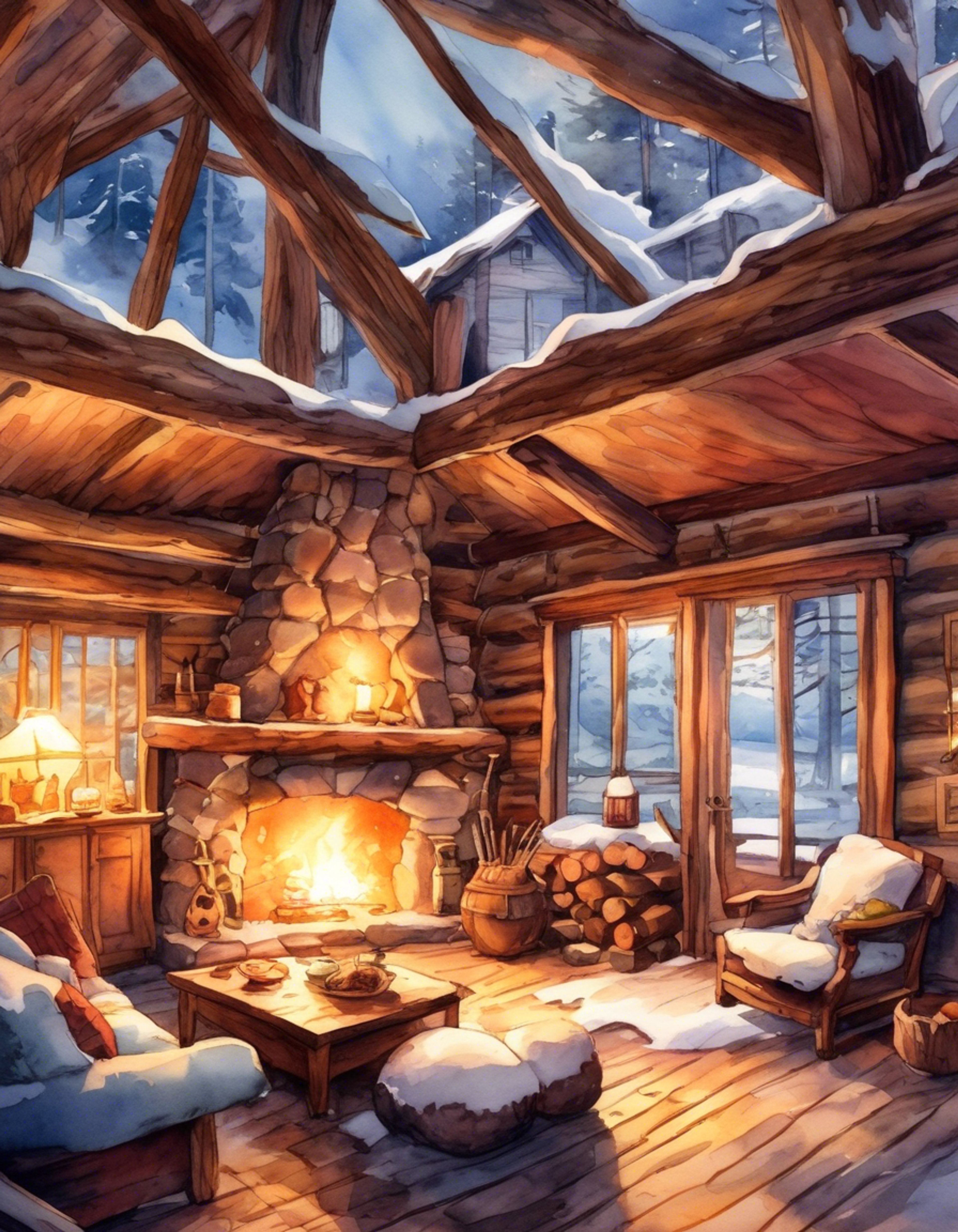 You find yourself in a secluded mountain cabin with Edinburgh, while snow drifts lazily past frosted windows. A crackling fire bathes the rustic interior in warm light as Edinburgh prepares tea with careful, measured movements. The cabin's wooden walls seem to radiate comfort, creating the perfect atmosphere for sharing stories and finding connection.