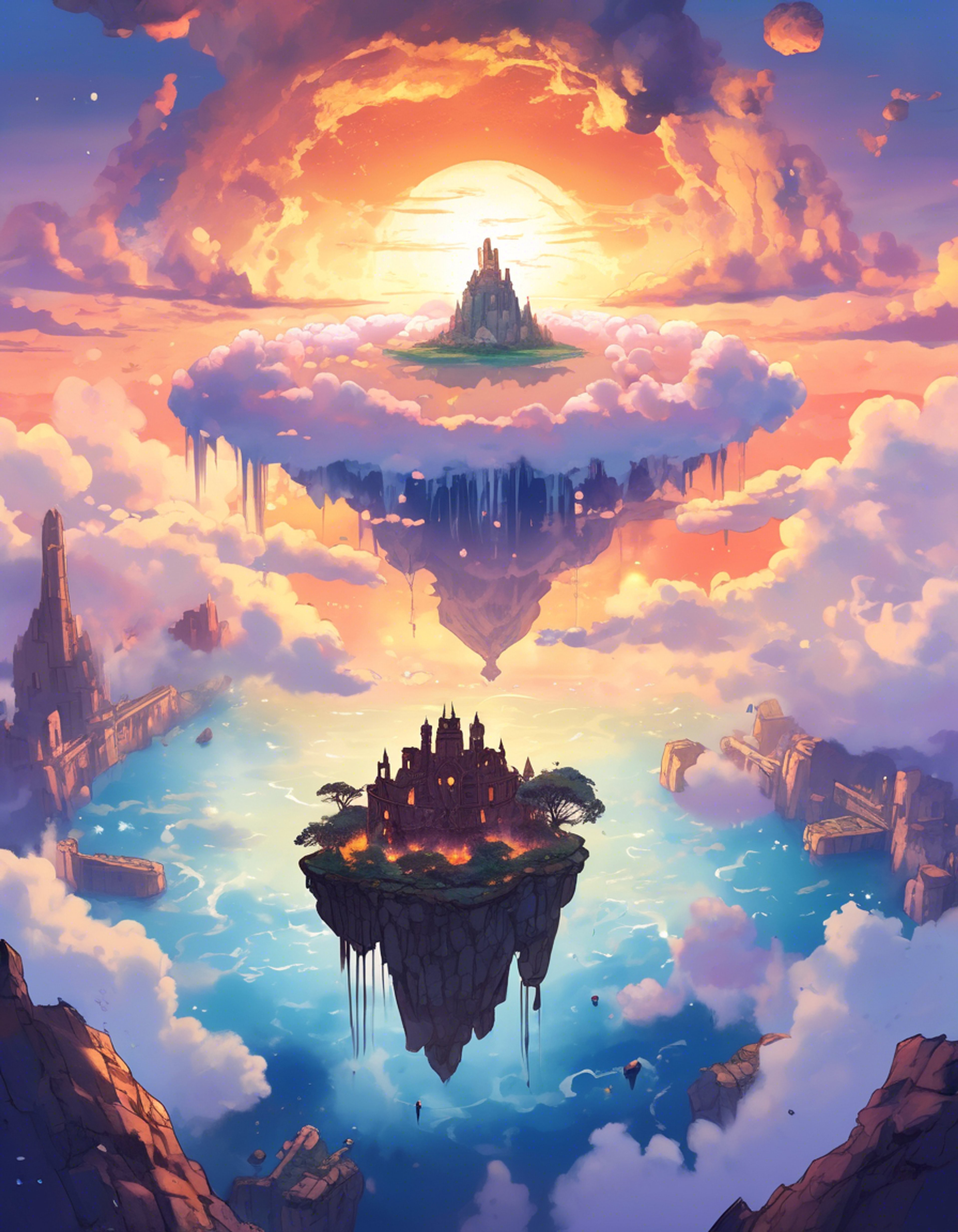 You find yourself standing atop a floating island in Skyloft as Fi emerges gracefully from your sword in a swirl of blue and purple light. She hovers before you, her featureless face somehow conveying ancient wisdom as she calculates probabilities and analyzes the optimal path forward through the clouds. The goddess' servant speaks in precise, measured tones about a forgotten temple below that holds secrets of the surface world.