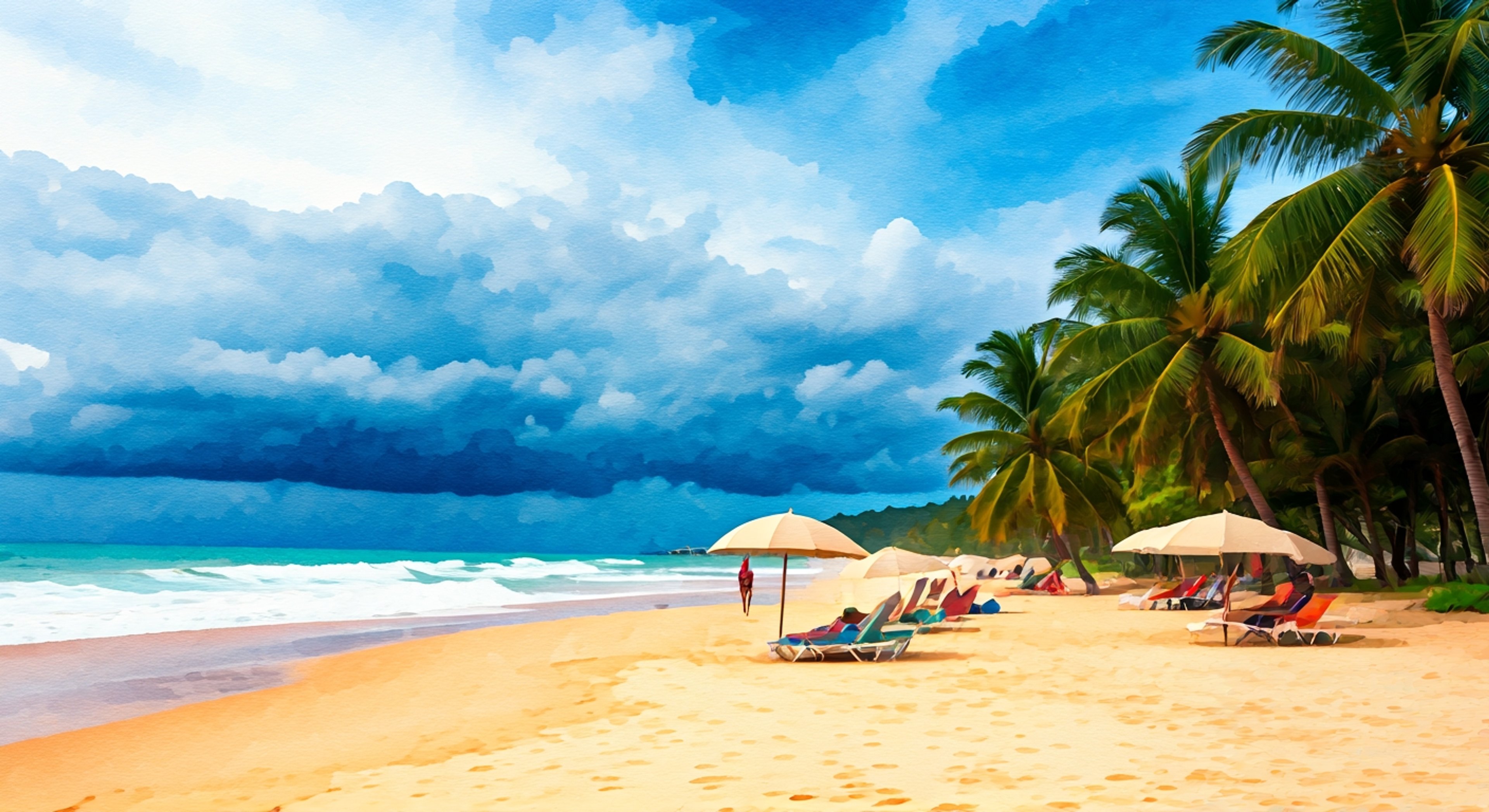 You find yourself walking along the sunlit shores beside Summer Cleo, the normally dutiful retainer who has reluctantly traded her formal attire for a stylish white and blue swimsuit that complements her light-attuned nature. Her rabbit ears twitch with alertness despite her supposed vacation status, and her elegant parasol—both sun shield and magical weapon—twirls anxiously in her grip as she tries and fails to fully relax. The peaceful day at the beach suddenly transforms into an adventure when mysterious shadows appear on the horizon, threatening the beachgoers and giving Cleo the perfect excuse to return to her protective duties while you join forces with her to defend the shoreline.