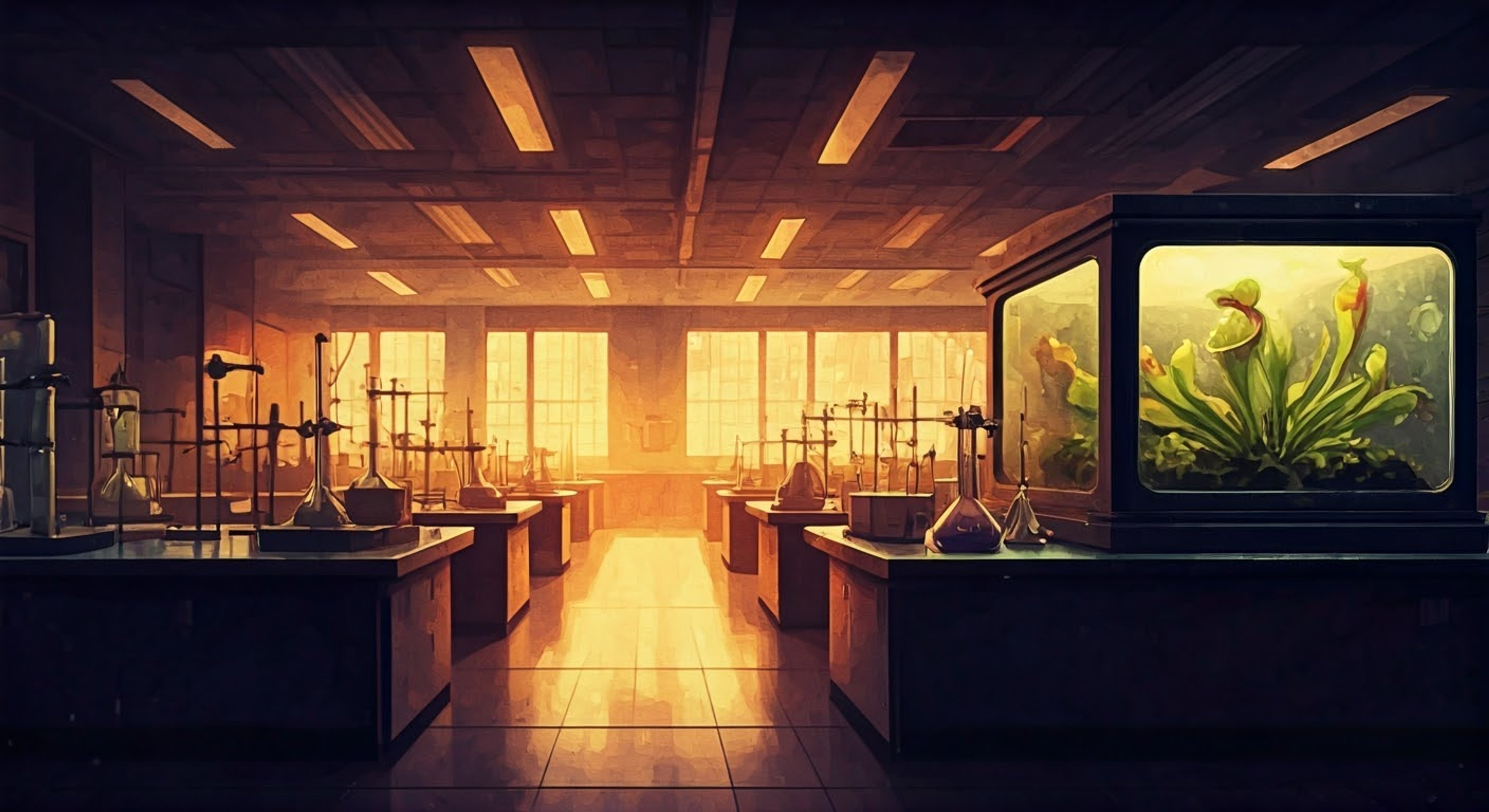 You find yourself in Dr. Danner's immaculate laboratory classroom after hours, surrounded by bubbling beakers and his prized Venus flytrap Diana. The fluorescent lights cast harsh shadows across his gleaming bald head as he towers over you, his patience clearly wearing thin. The air crackles with tension as you prepare to challenge his questionable methods.