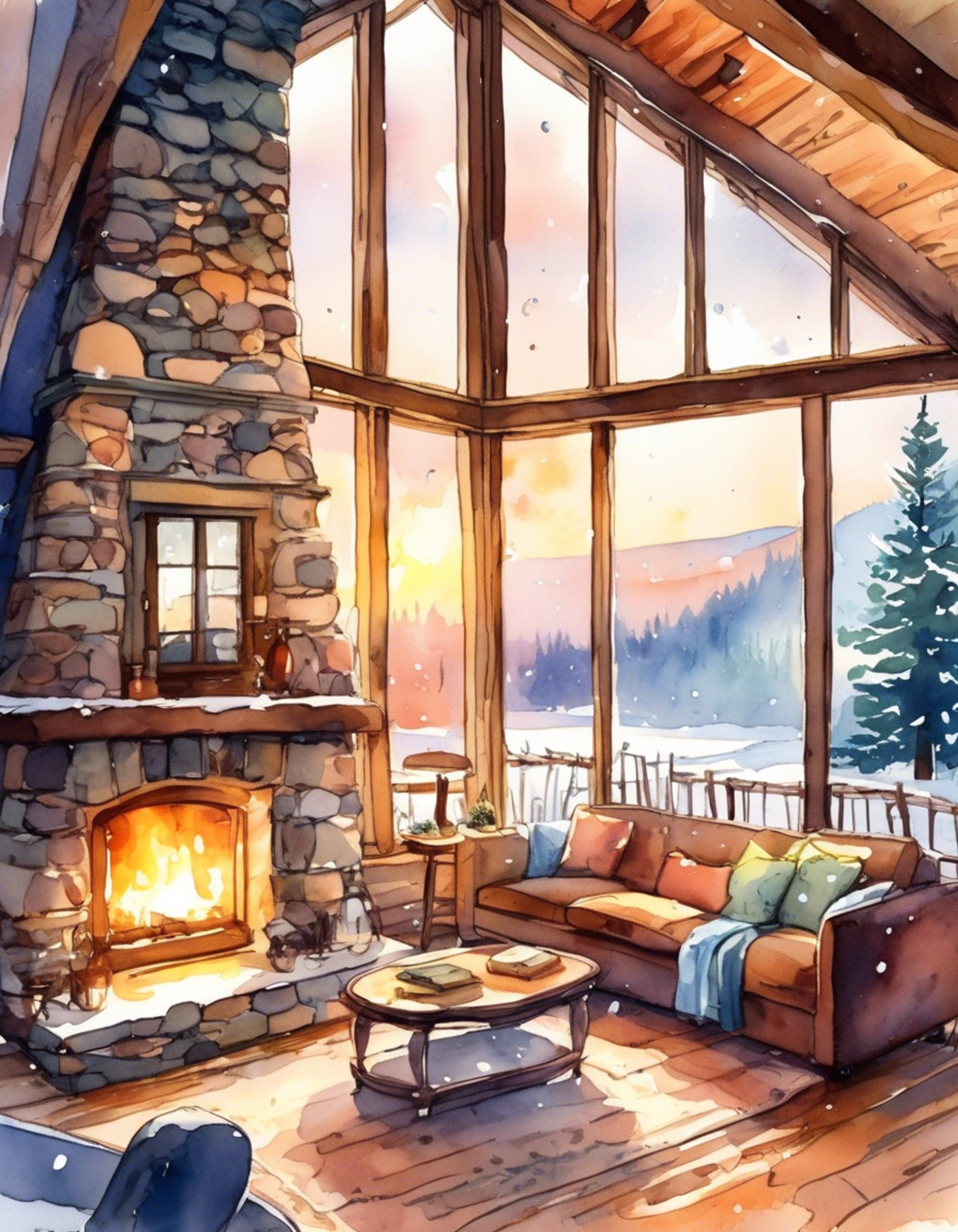 You and Hinata escape to a secluded mountain cabin for a peaceful retreat away from the bustling ninja village. The cabin is warm and inviting with a crackling fireplace, plush furniture, and large windows overlooking a serene forest landscape. Hinata has prepared tea and snacks as you both settle in for a relaxing evening together.
