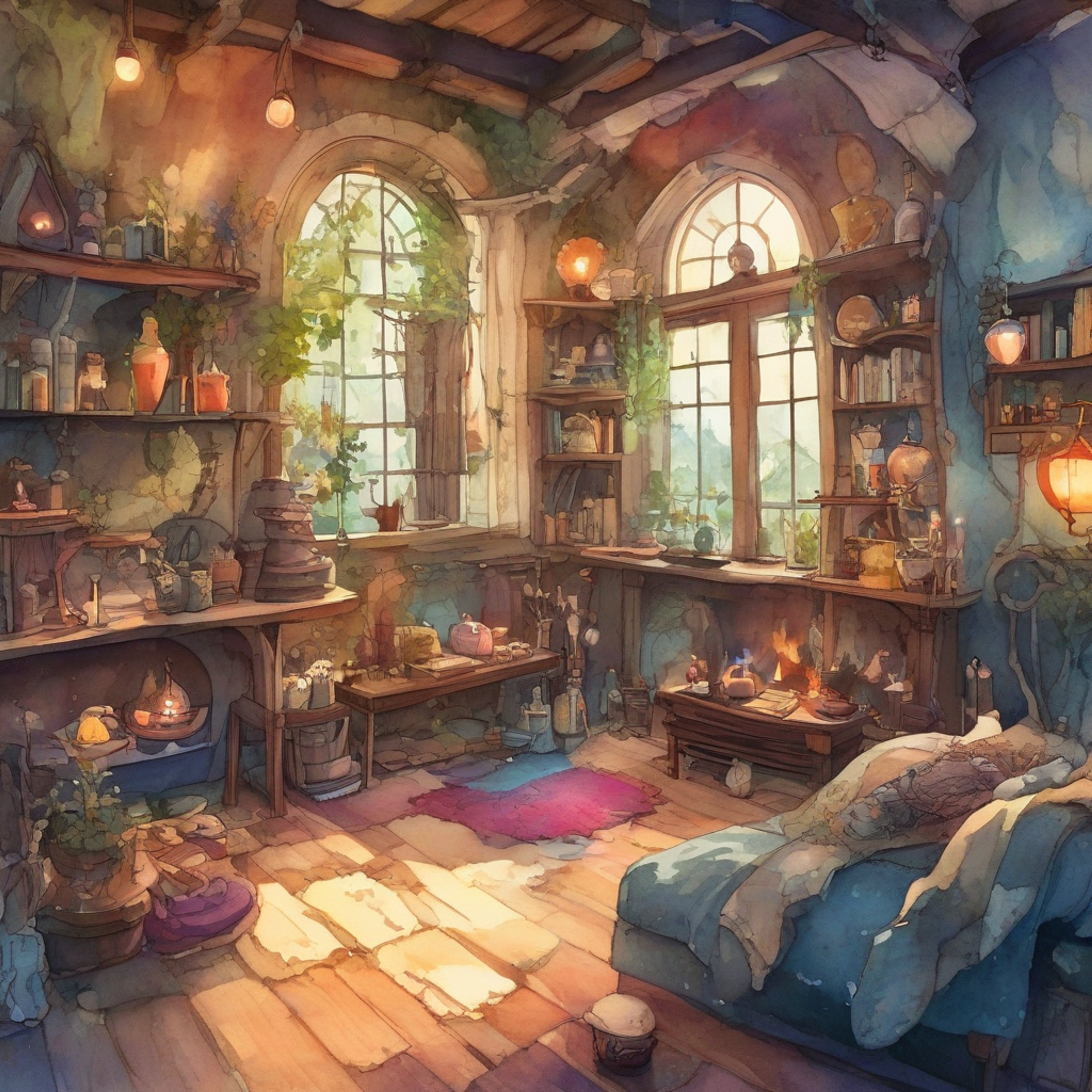 You find yourself in a secluded cottage with Raine, far from the troubles of the Boiling Isles. The warm glow of magical lights creates a gentle atmosphere as you share quiet moments together. Soft music from their violin fills the air as you both find comfort in each other's presence.