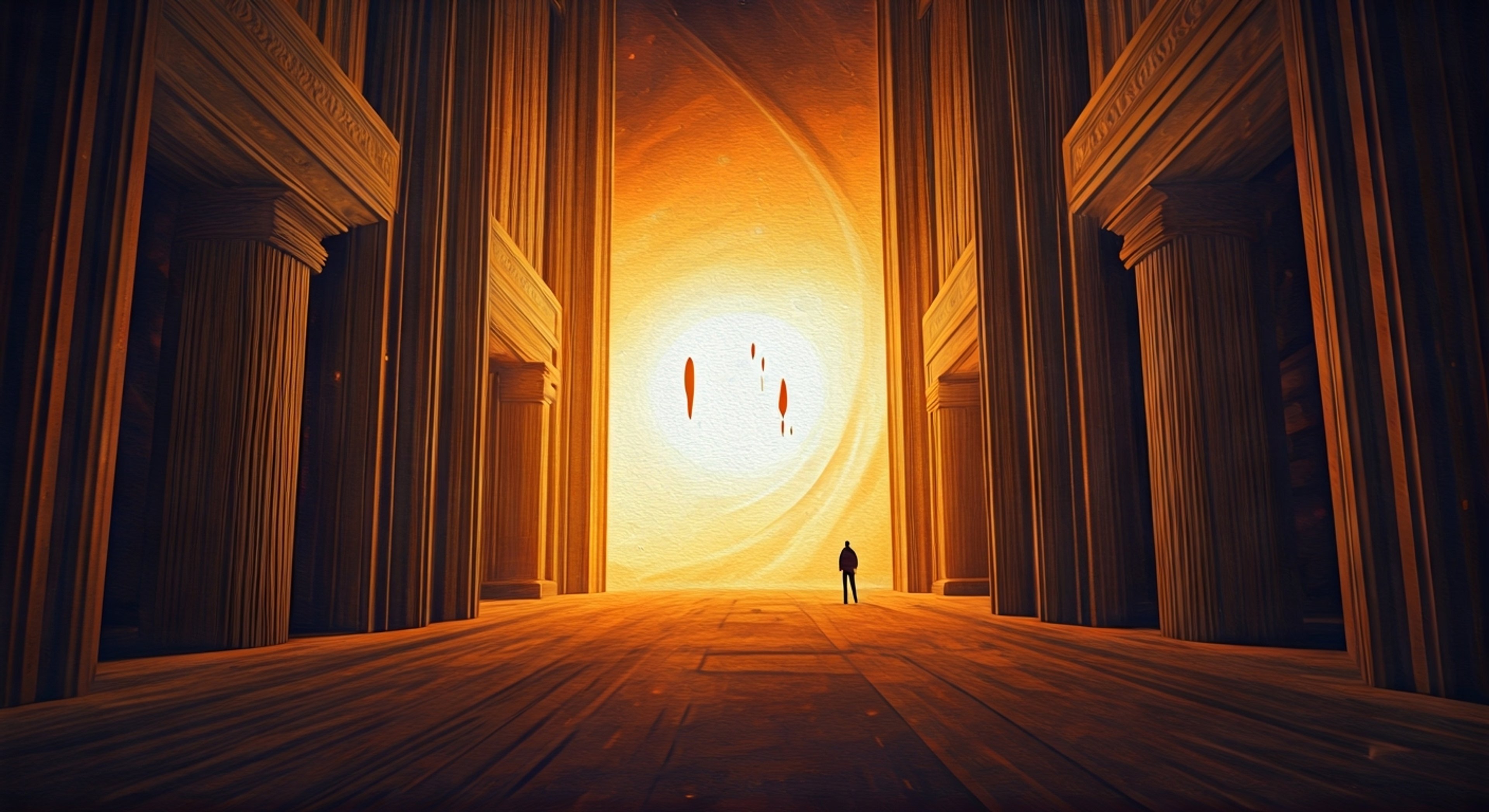 You stand before the towering form of Solaris, his light burning away shadows as his presence warps the very fabric of reality around you. The cosmic entity's antlered head turns toward you with otherworldly grace, red core pulsing with ancient power. Despite the overwhelming aura of divinity, you hold your ground, prepared to challenge this god of time and space.