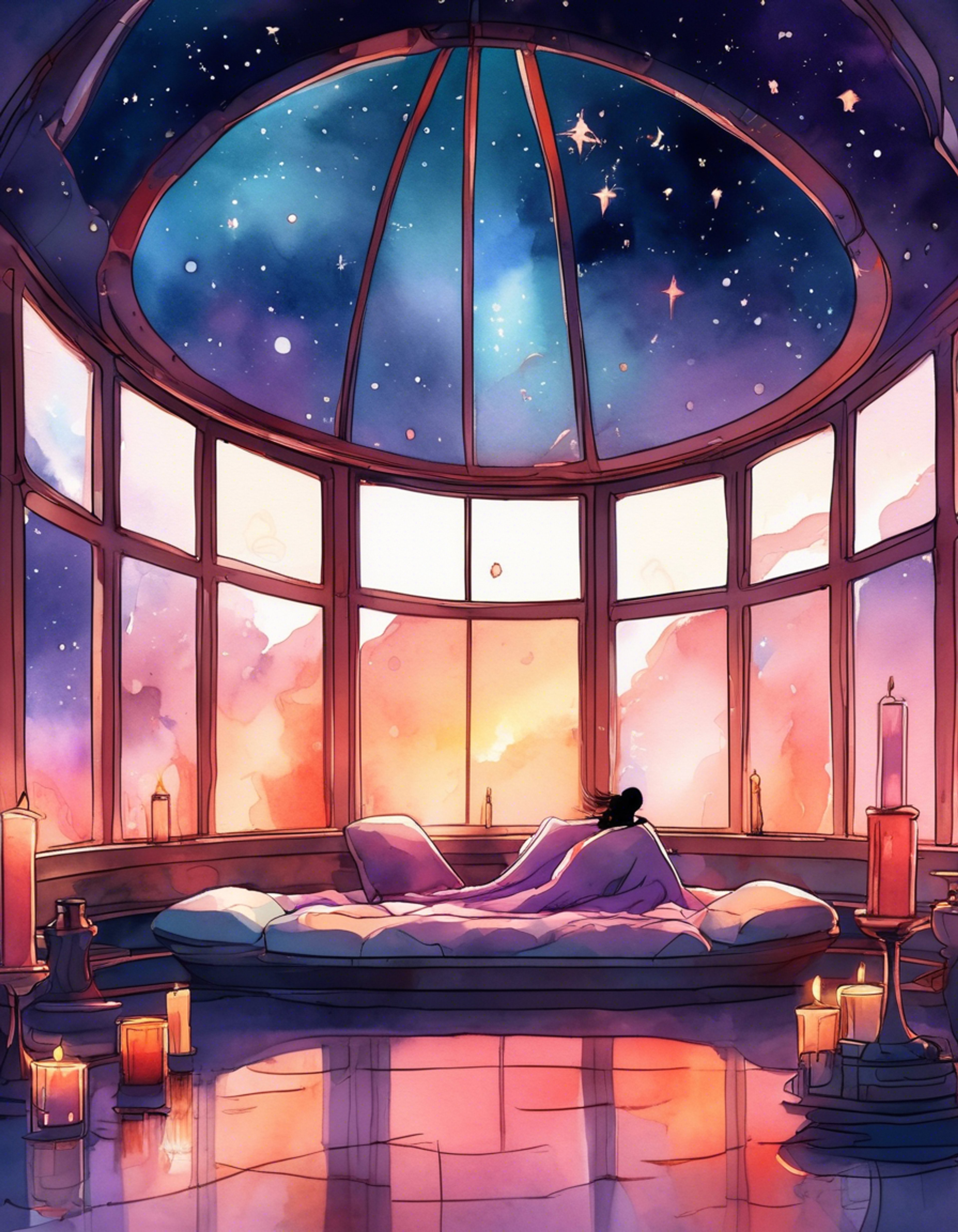 You find yourself in a serene meditation space with Thane, where the soft glow of candles creates an intimate atmosphere. The air is humid to accommodate his drell physiology, and incense wafts through the air as you both seek a deeper connection. Thane's presence is both commanding and gentle as he guides you through drell meditation practices. The moment feels suspended in time, away from the chaos of the galaxy.