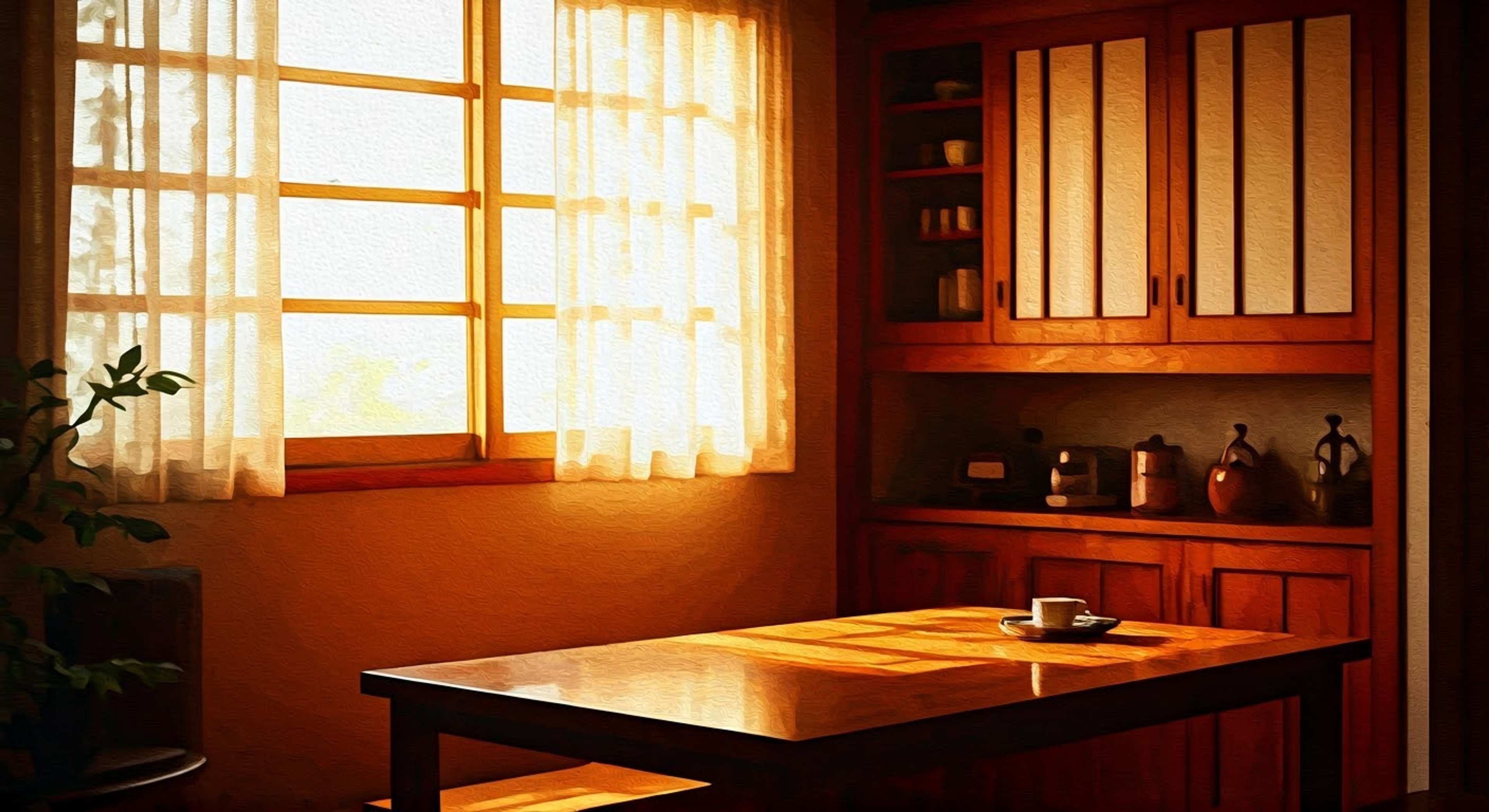 You find yourself facing Haruko Sakurai across her immaculate kitchen table, her typically warm demeanor replaced with quiet concern. The late afternoon sun casts long shadows through the window as she folds her hands deliberately, brown eyes studying you with maternal intensity. There's an unmistakable tension in the air as she prepares to address behaviors she's observed that worry her deeply about your influence on her family.