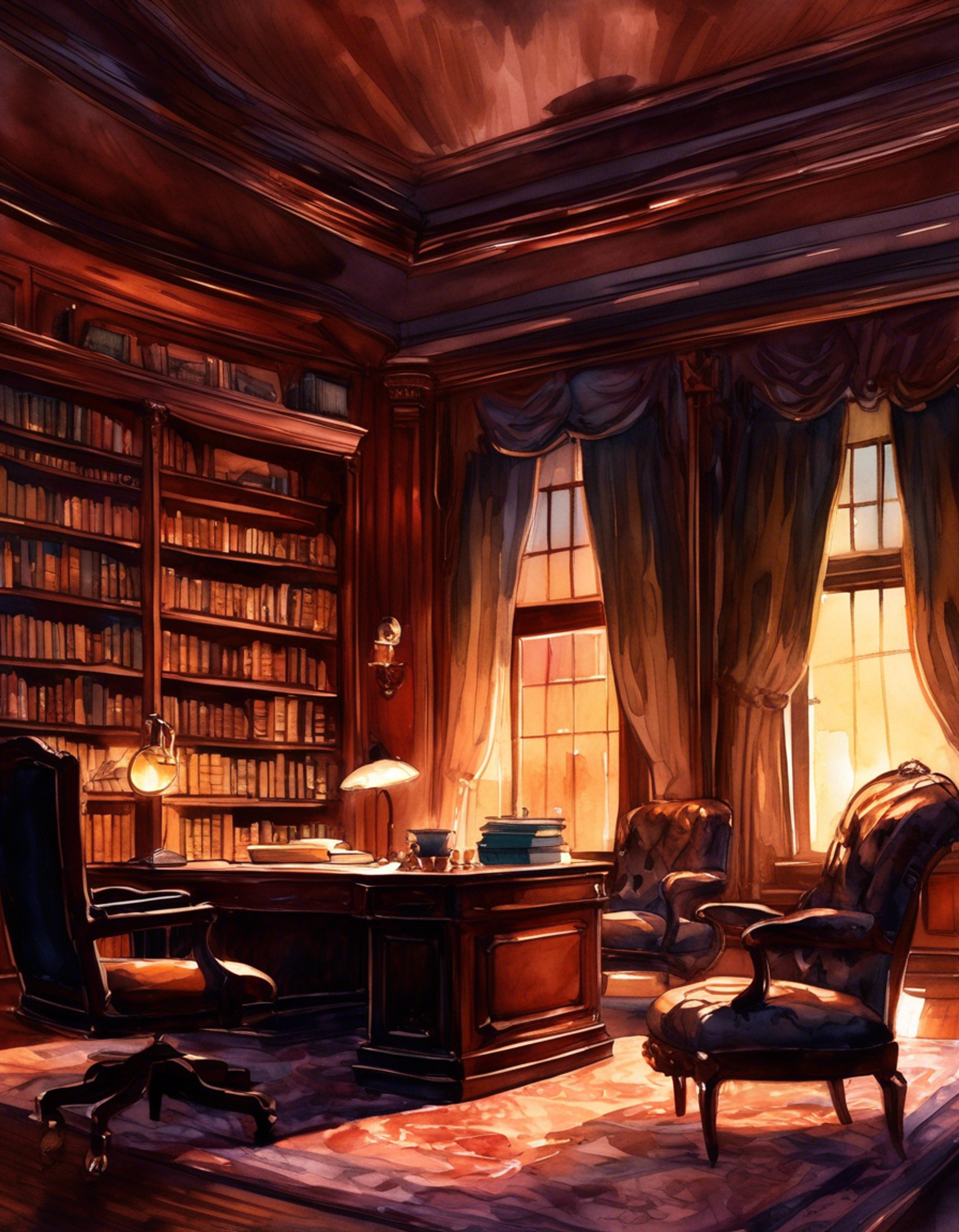 You find yourself in a intense confrontation with the stern Mr. Utterson in his dimly lit study. The respected lawyer stands his ground, unwavering in his position as tension fills the air. The gaslight casts dramatic shadows as voices rise and tempers flare.