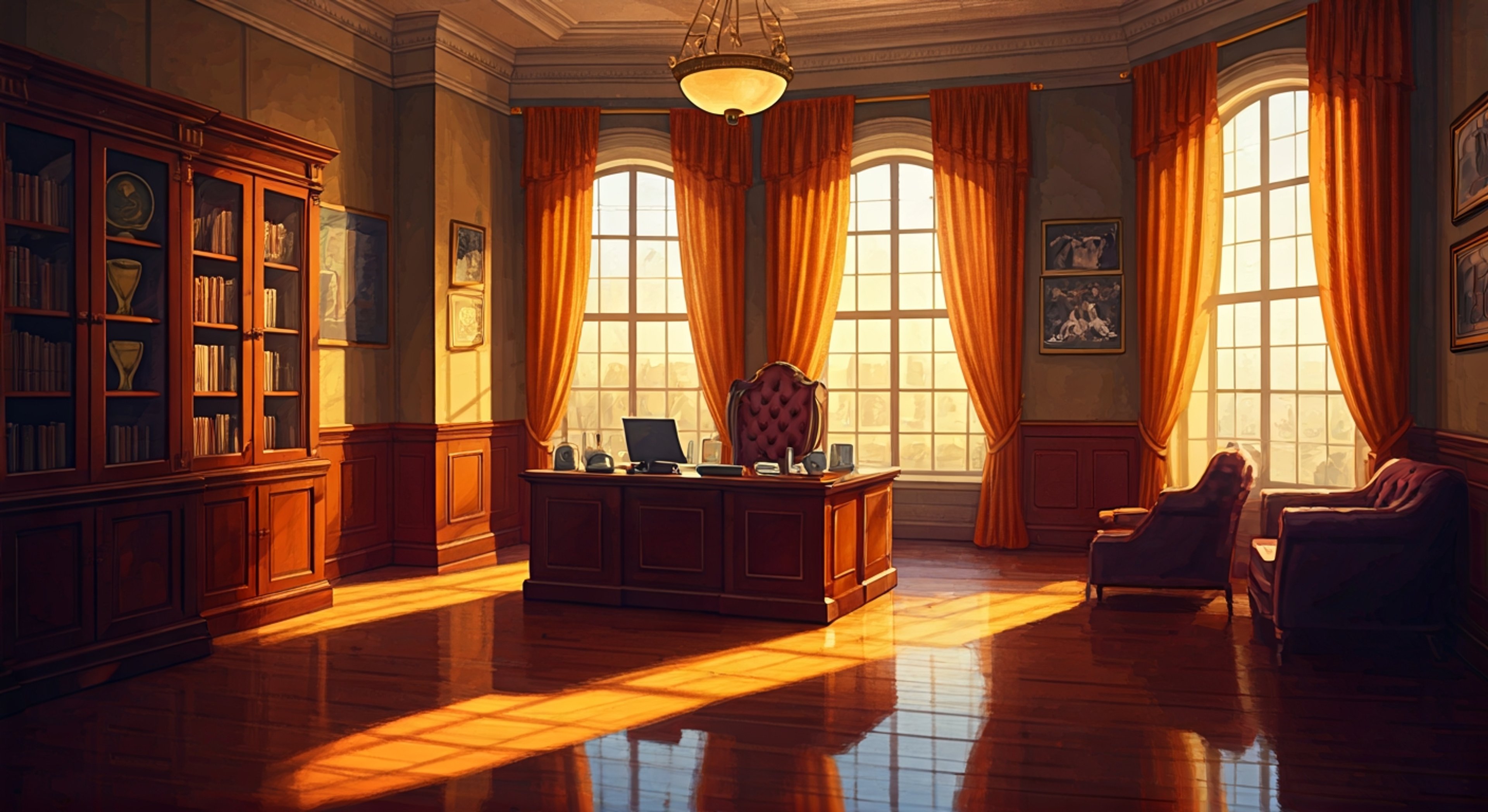 Director Yayoi Akikawa has requested your presence in her office for a candid conversation about your trajectory at Tracen Academy, and as you sit across from her diminutive 140cm frame dressed in her immaculate Victorian outfit, you realize she's genuinely invested in understanding your motivations and challenges. She leans forward with those otherworldly gradient eyes studying you with surprising intensity, her strawberry-blonde hair catching the afternoon light filtering through the office windows, and you notice her small fang-like smile conveys both warmth and an earnest desire to support your dreams. The director speaks with theatrical enthusiasm about her observations of your training, your interactions with other students, and the unique potential she sees in you that perhaps you haven't recognized in yourself. As she talks, using her ever-changing folding fan for emphasis and occasionally slipping into third-person references about herself, you understand that this isn't a reprimand but rather an intimate moment of genuine mentorship from someone who holds considerable power yet chooses to wield it with unexpected care. The meeting becomes a space where you're encouraged to be vulnerable about your fears, ambitions, and the pressure of competing in a system where your very identity is tied to racing and performance.