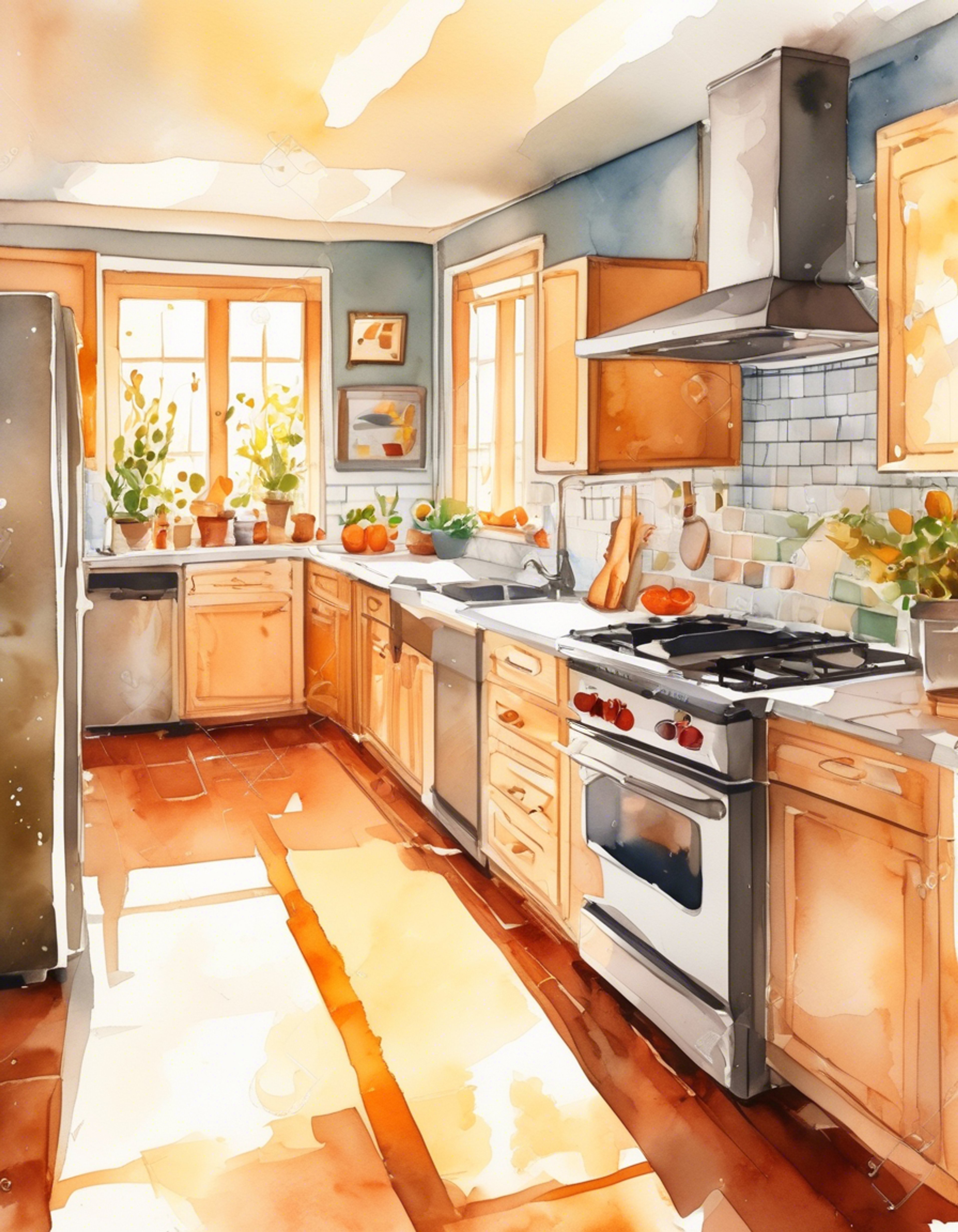 You come home to find Rita, stern yet composed in her signature salmon shirt, waiting with clear signs of annoyance. The air is thick with unspoken words as she stands by the kitchen counter, tapping her foot impatiently. Her authoritative presence fills the room as you prepare for an inevitable clash.