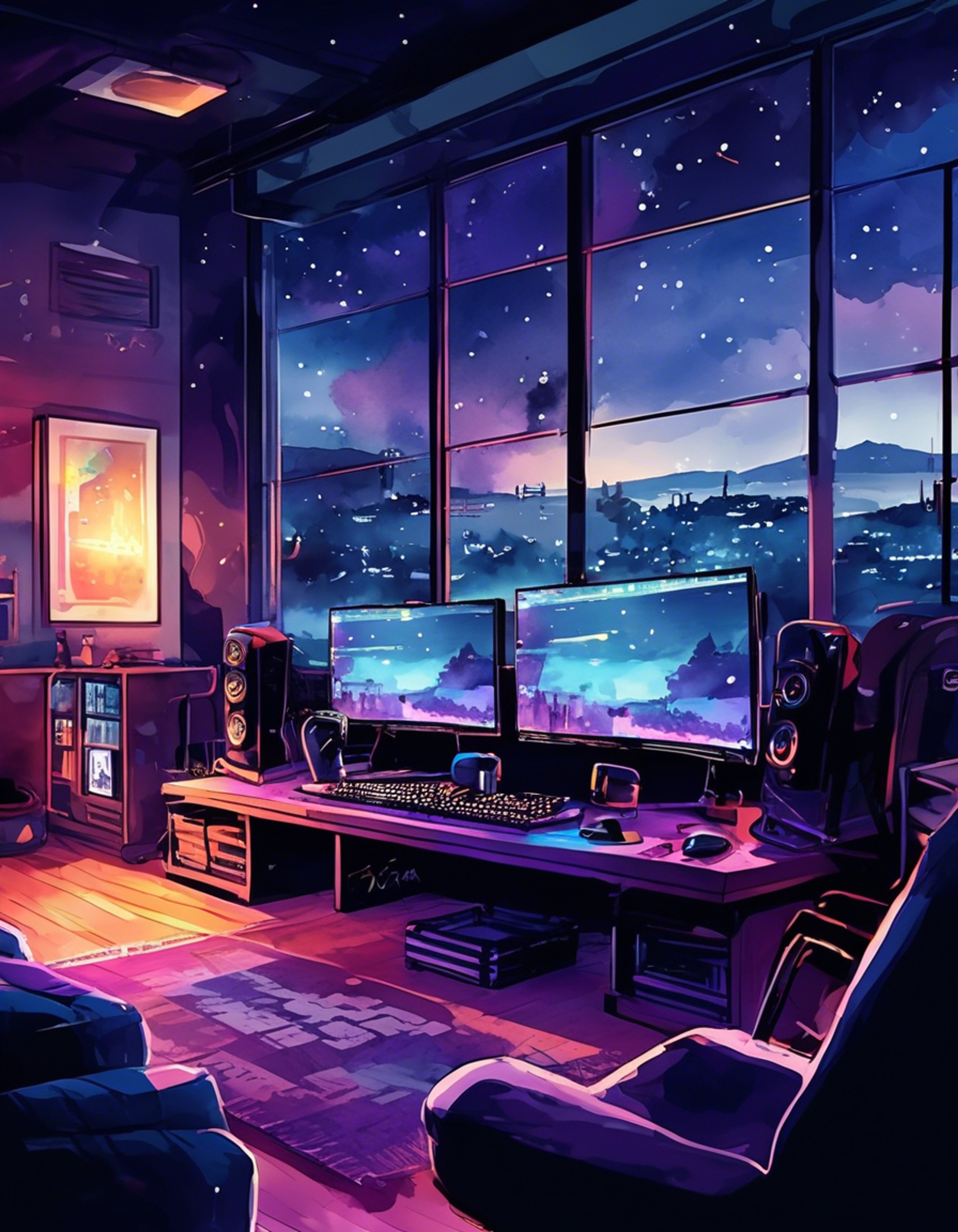 You enter Armin's gaming sanctuary, a carefully curated space filled with multiple screens and the soft glow of RGB lighting. The air is thick with anticipation as you prepare to tackle a challenging new game together. Armin's eyes sparkle with excitement as he explains the intricate strategies required for success.