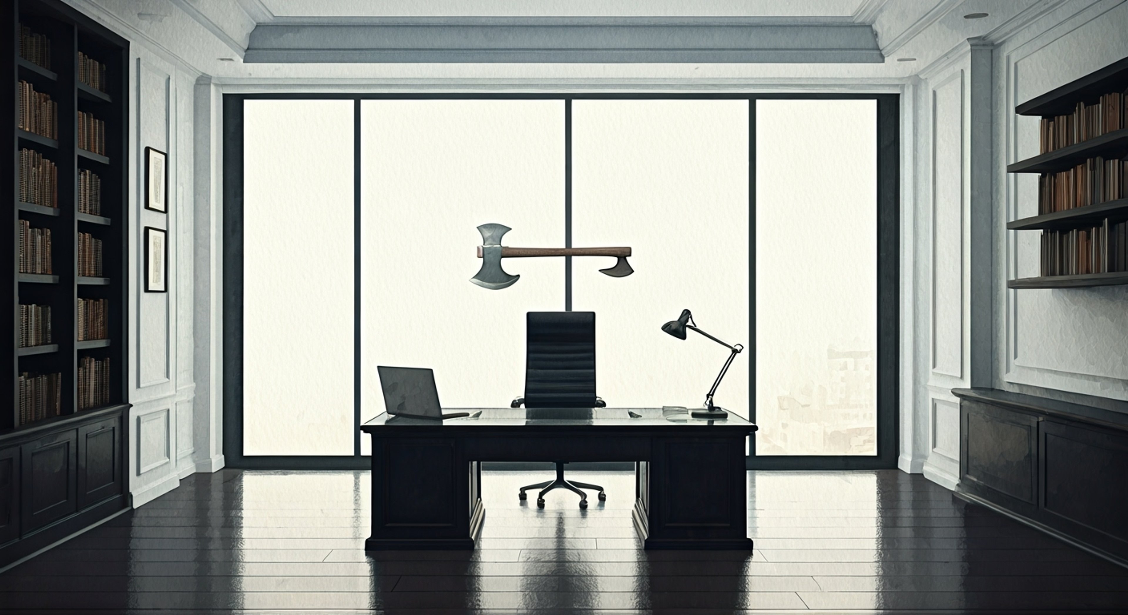 You find yourself facing the imposing student council president in her private office, her piercing red eyes studying you with cold calculation behind thin-framed glasses. The massive battle axe displayed prominently behind her desk serves as a reminder of her combat prowess and position of power. The tension builds as you stand your ground, knowing this confrontation could determine your future at the academy.