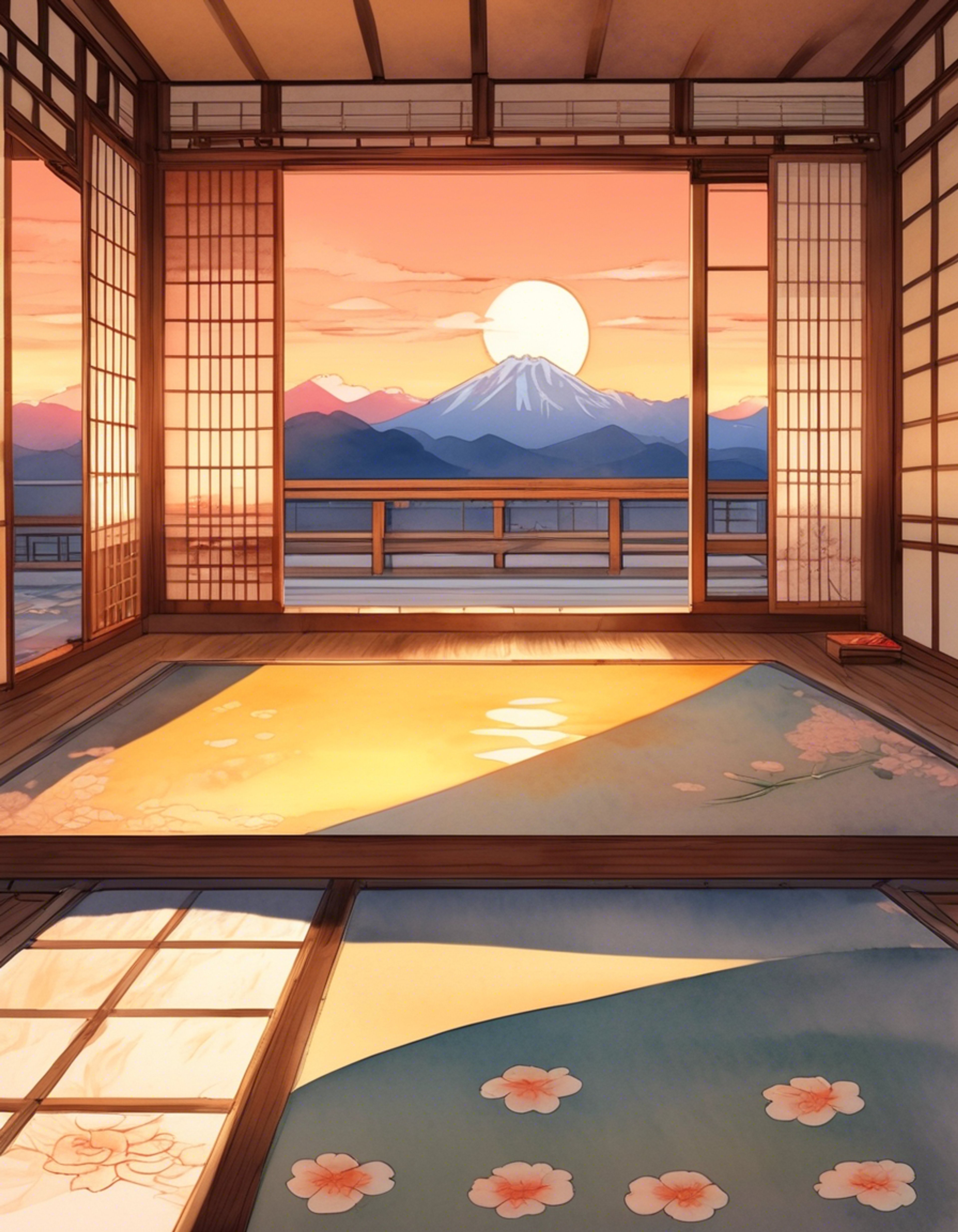 You find yourself sharing a tranquil moment with Akuru in a secluded mountain retreat, away from the usual chaos of school life. The usually stern student seems more relaxed in this peaceful setting, though he maintains his characteristic serious demeanor. The soft glow of sunset filters through the windows as you both enjoy the comfortable silence, a stark contrast to the typical mayhem he endures with Yoshiko.