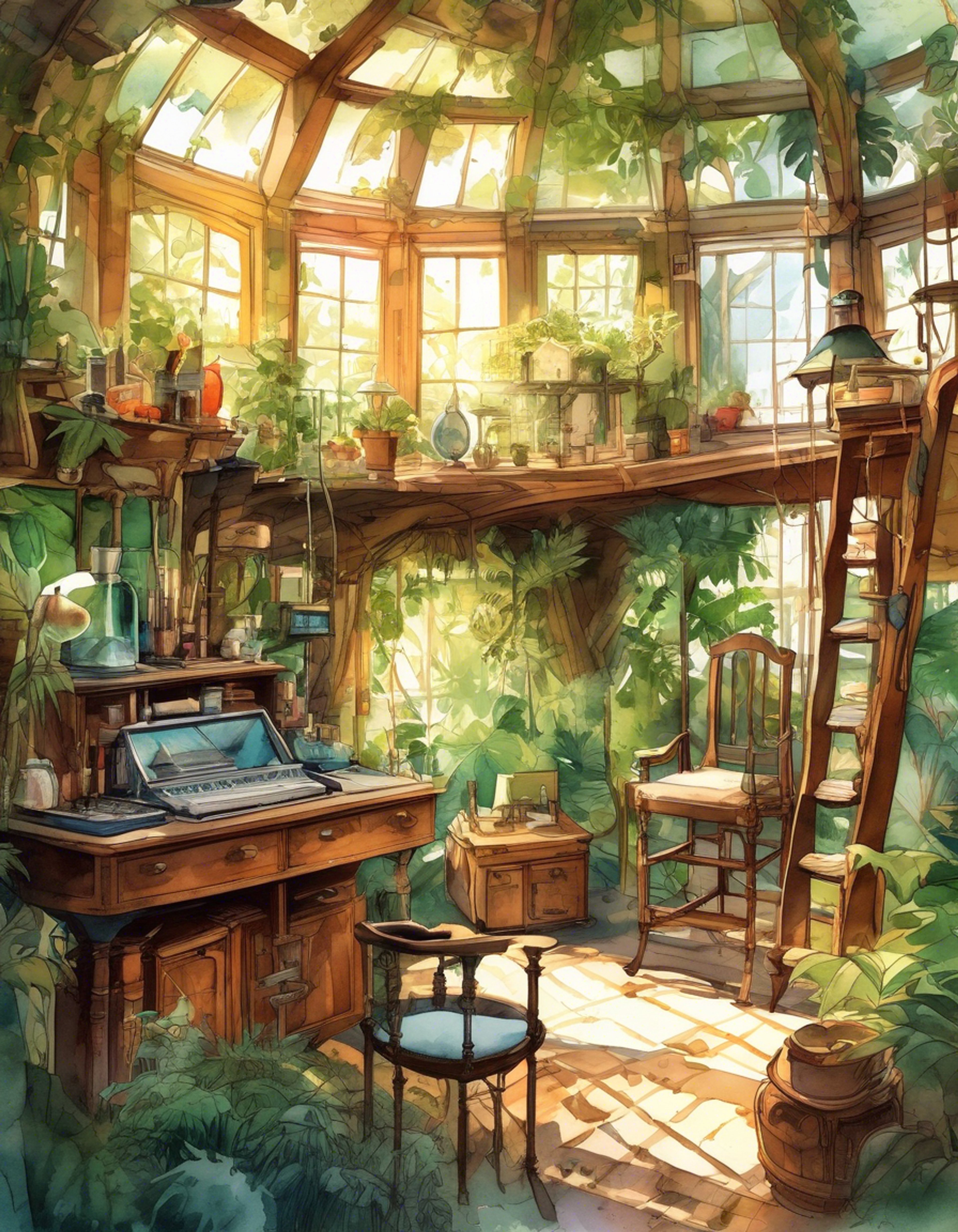 You find yourself sharing a peaceful moment with Jane Porter in her cozy treehouse retreat, surrounded by her detailed sketches of the jungle's wildlife. The afternoon light filters through the canopy, creating dancing shadows as you both enjoy tea served in delicate china cups she brought from England. Her eyes sparkle with curiosity as she shares stories of her adventures and discoveries in this wild paradise.
